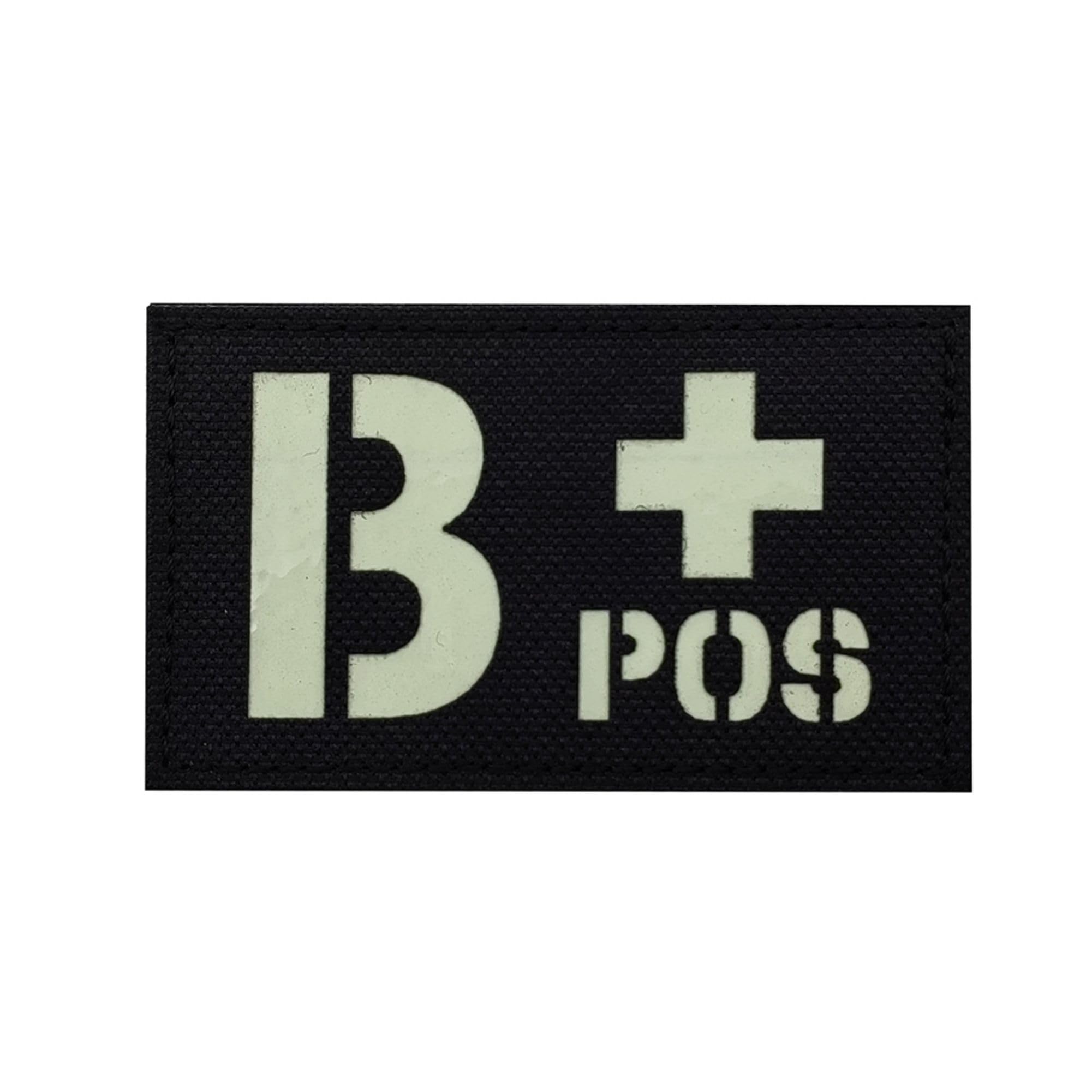 Glow-in-Dark Blood Type Medical Patches, B Positive, 3.35 x 1.97 Inch, Black, Hook and Loop Fastener Backing, 4-Pack - Image 6
