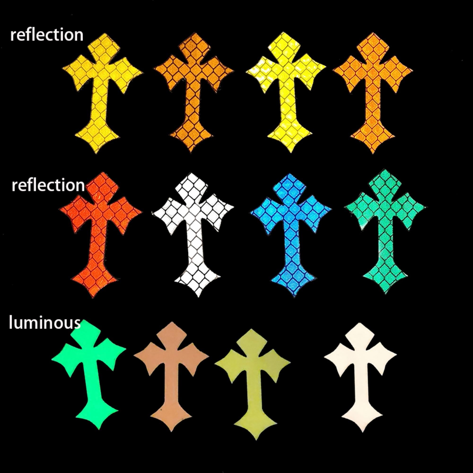 Glow in Dark Cross Patches, Decorative Appliques Repair Patch with Fastener Hook and Loop Backing for Clothing Jeans Jackets Backpacks Hats Shirts, 1.34 x 1.97Inch - Image 5