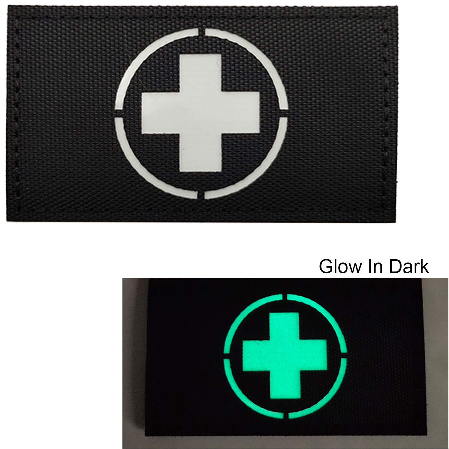 Glow in Dark Medic Cross First Aid Patches, Medical Tactica Military Morale Combat Armband Badges with Hook and Loop Fastener Backing, 3.54 x 1.97 Inch, 2 Pieces - Image 2