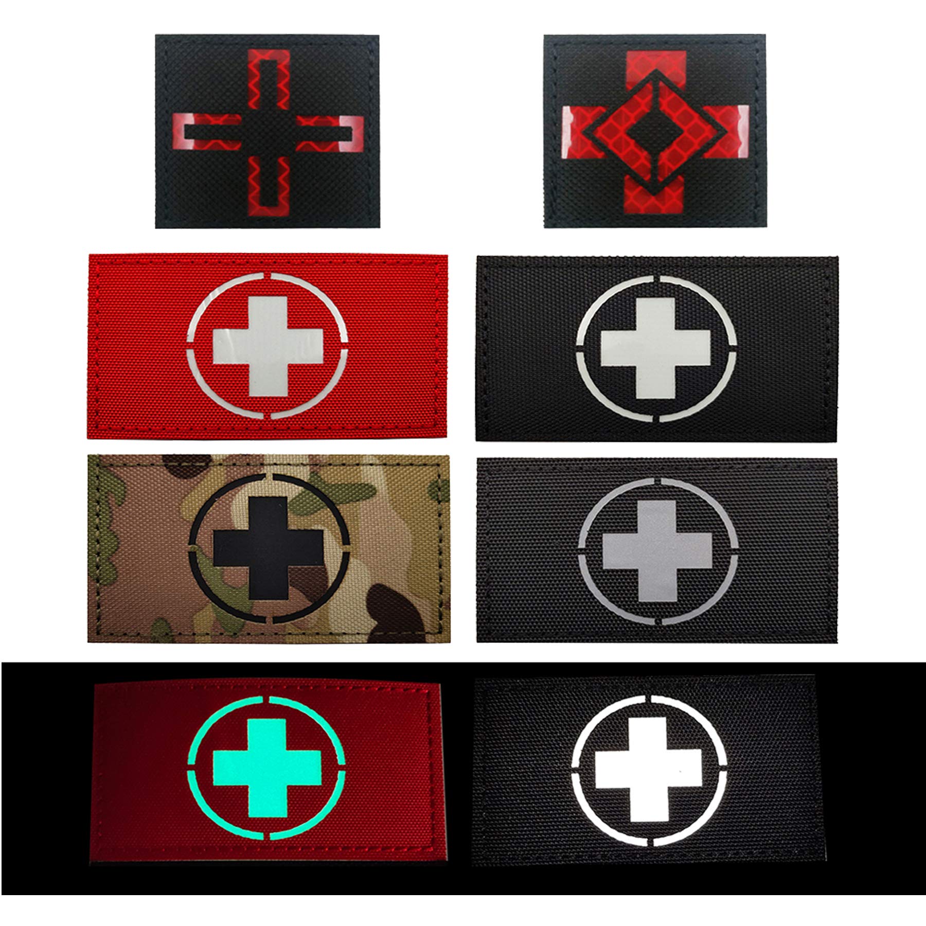 Glow in Dark Medic Cross First Aid Patches, Medical Tactica Military Morale Combat Armband Badges with Hook and Loop Fastener Backing, 3.54 x 1.97 Inch, 2 Pieces - Image 8