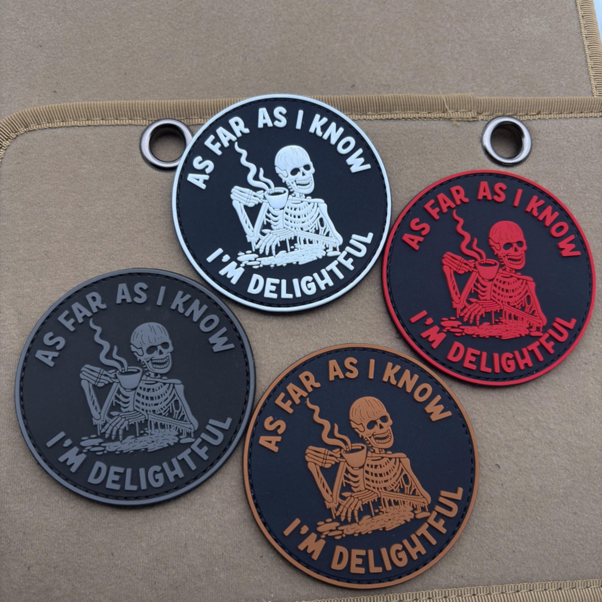 Glow in Dark Skeleton PVC Morale Patch, As Far As I Know, 3.15 Inch Round, Hook Fastener Backing - Image 7