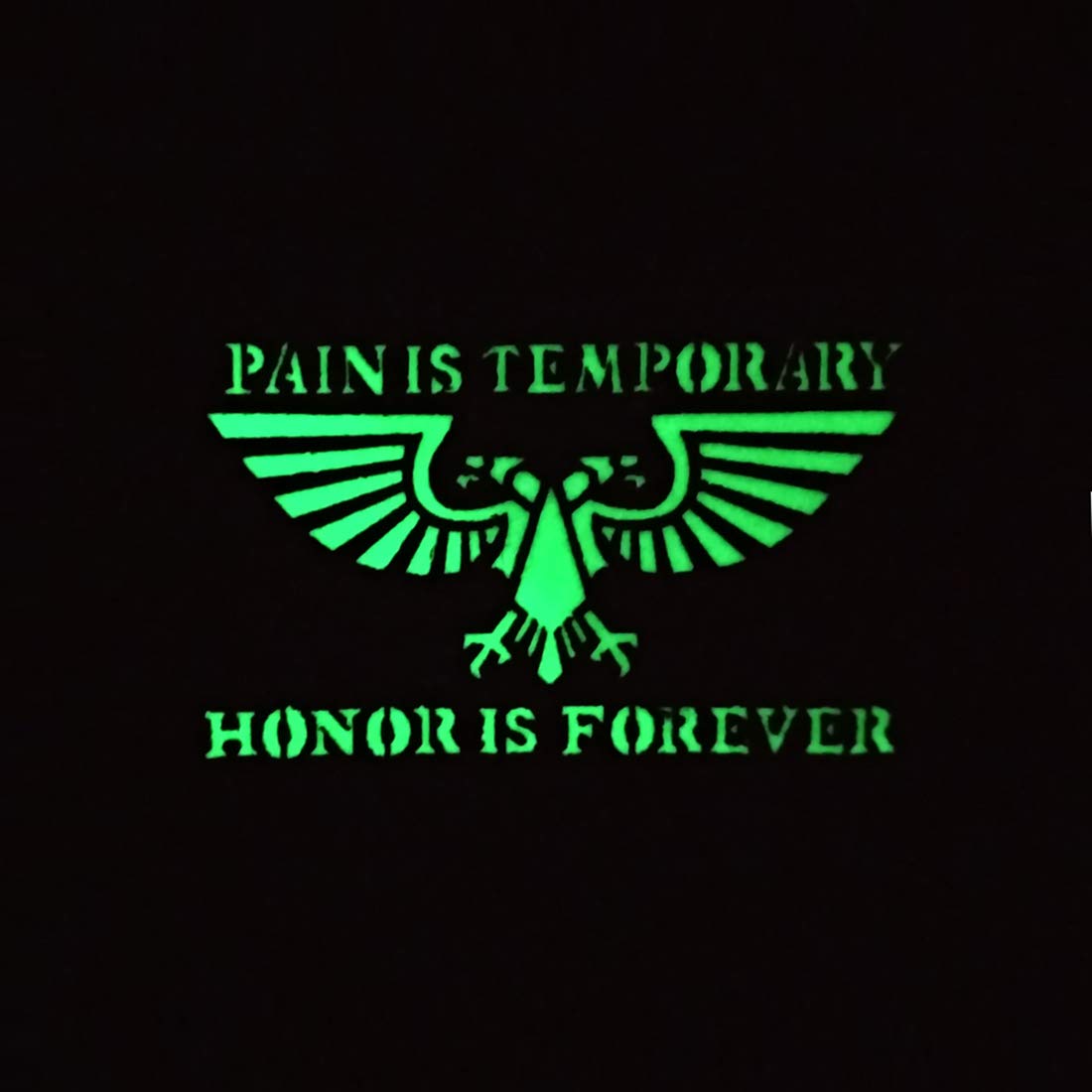 Glow-in-The-Dark Patch, Pain is Temporary Honor is Forever, Tactical Morale Sew on Patches with Hook and Loop Fastener Backing for Jackets Jeans Hat Bags Vests Uniforms 3.15 x 1.97 Inch 2PCS - Image 4