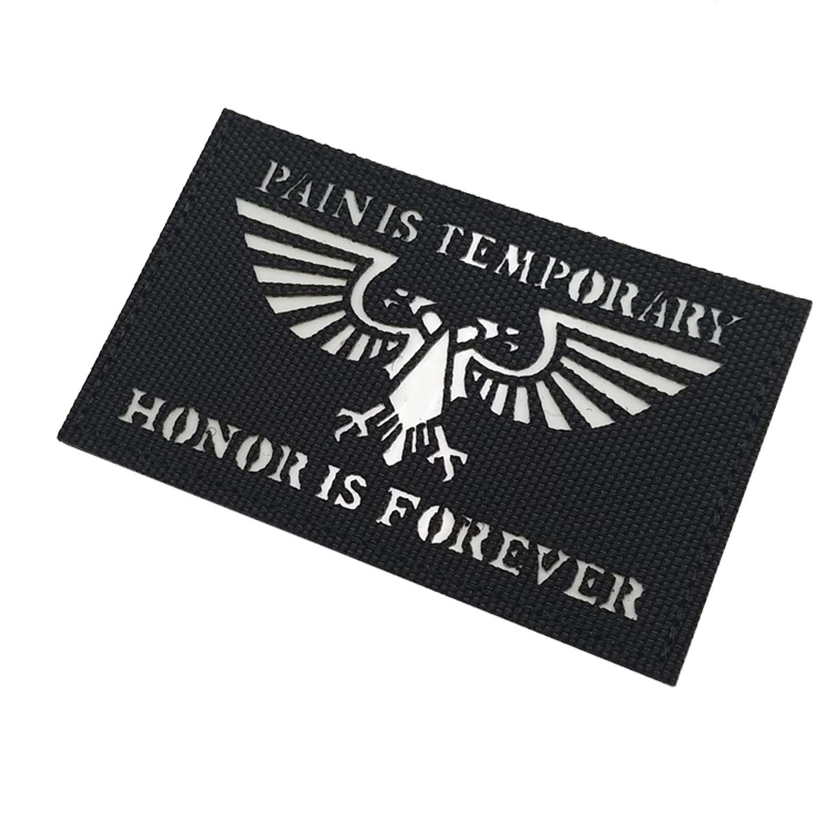 Glow-in-The-Dark Patch, Pain is Temporary Honor is Forever, Tactical Morale Sew on Patches with Hook and Loop Fastener Backing for Jackets Jeans Hat Bags Vests Uniforms 3.15 x 1.97 Inch 2PCS - Image 5