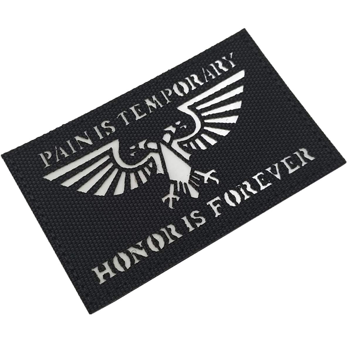 Glow-in-The-Dark Patch, Pain is Temporary Honor is Forever, Tactical Morale Sew on Patches with Hook and Loop Fastener Backing for Jackets Jeans Hat Bags Vests Uniforms 3.15 x 1.97 Inch 2PCS - Image 6