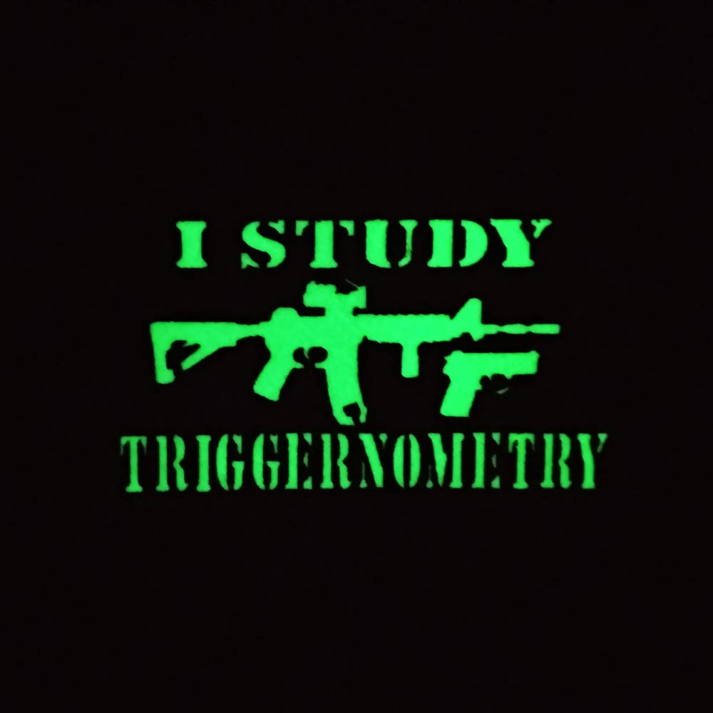 Glow-in-The-Dark Tactical Morale Sew on Patch, I Study Triggernometry Funny Gun Patches with Hook and Loop Fastener Backing for Jackets Jeans Hat Bags Vests Uniforms 3.15 x 1.97 Inch - Image 4