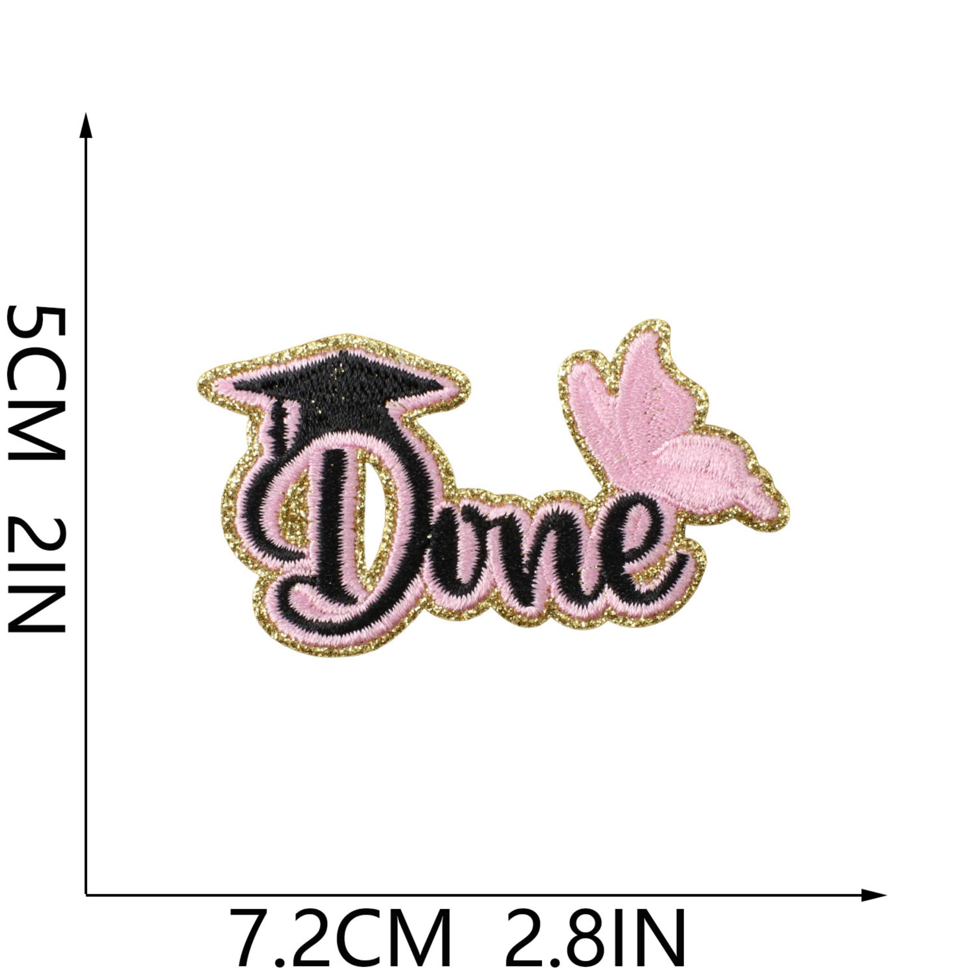 Graduation Embroidered Iron-On Patches 2026, Pink and Black, Graduate Theme, Bag and Clothing Decoration, 12 Pieces - Image 3