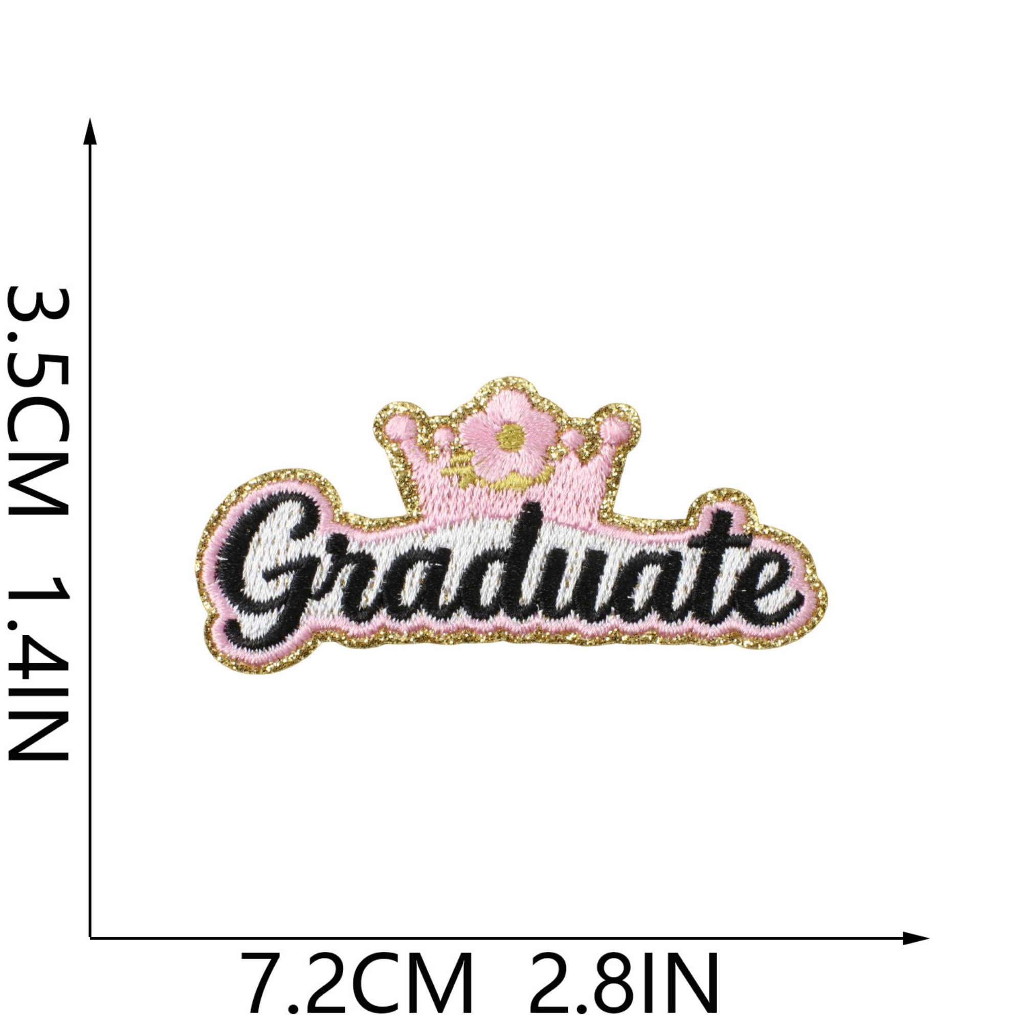 Graduation Embroidered Iron-On Patches 2026, Pink and Black, Graduate Theme, Bag and Clothing Decoration, 12 Pieces - Image 4