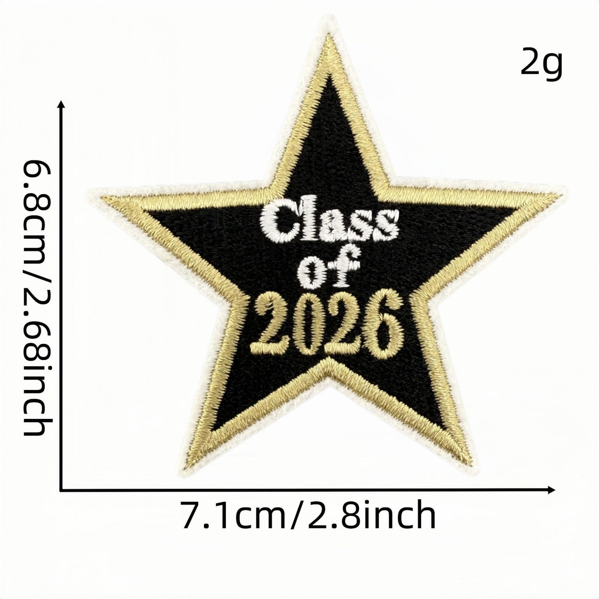 Graduation Iron-on Patches, Class of 2026, Black and Gold Embroidered Appliques, 8 Pieces - Image 5