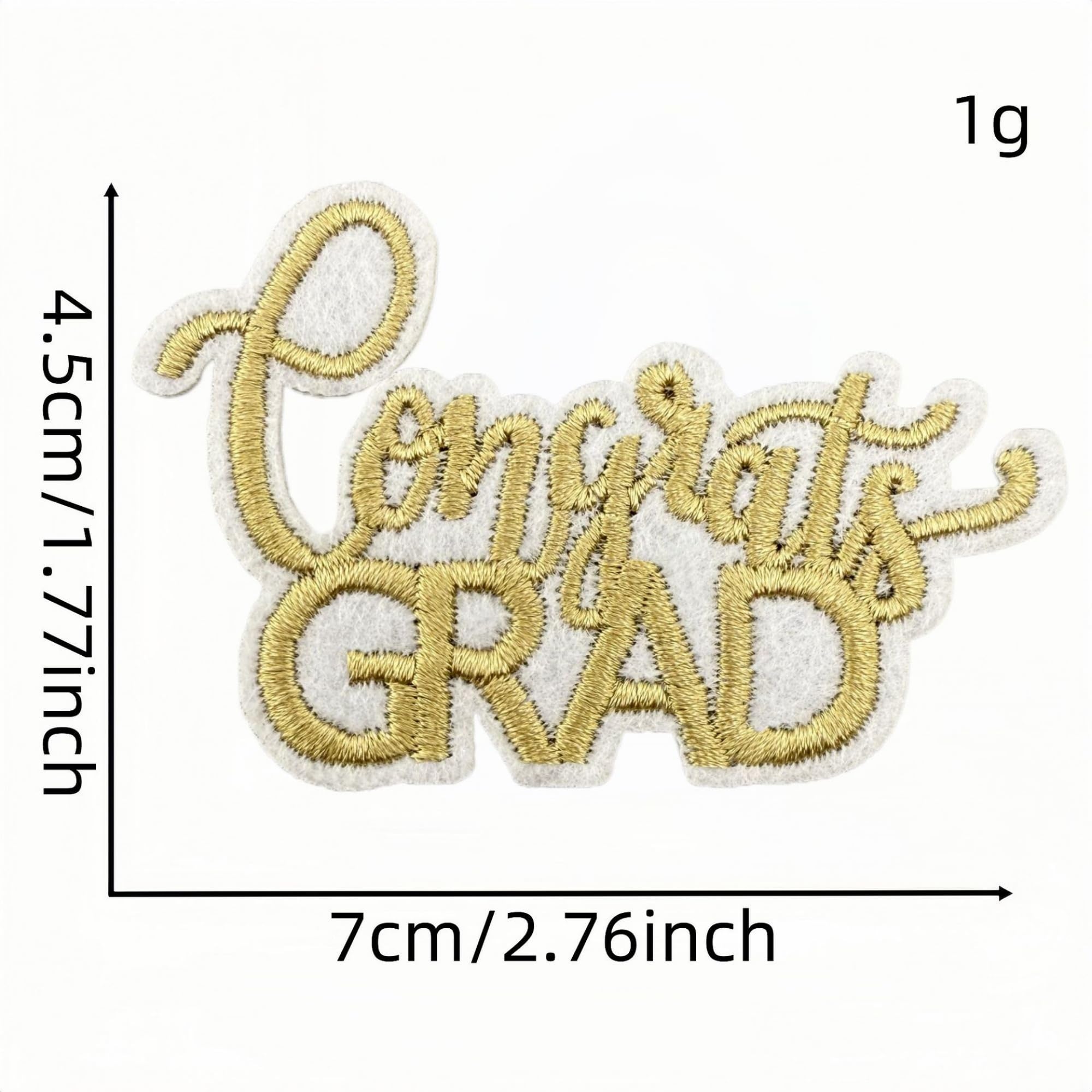 Graduation Iron-on Patches, Class of 2026, Black and Gold Embroidered Appliques, 8 Pieces - Image 7