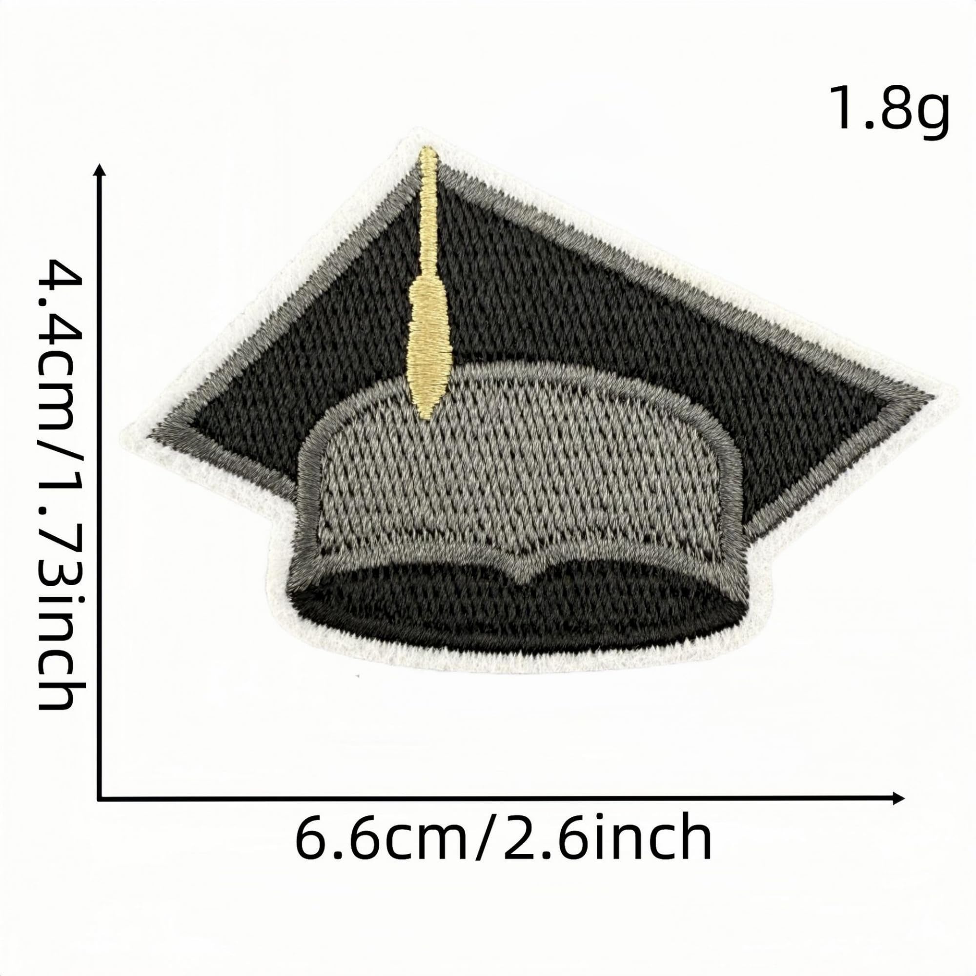 Graduation Iron-on Patches, Class of 2026, Black and Gold Embroidered Appliques, 8 Pieces - Image 8