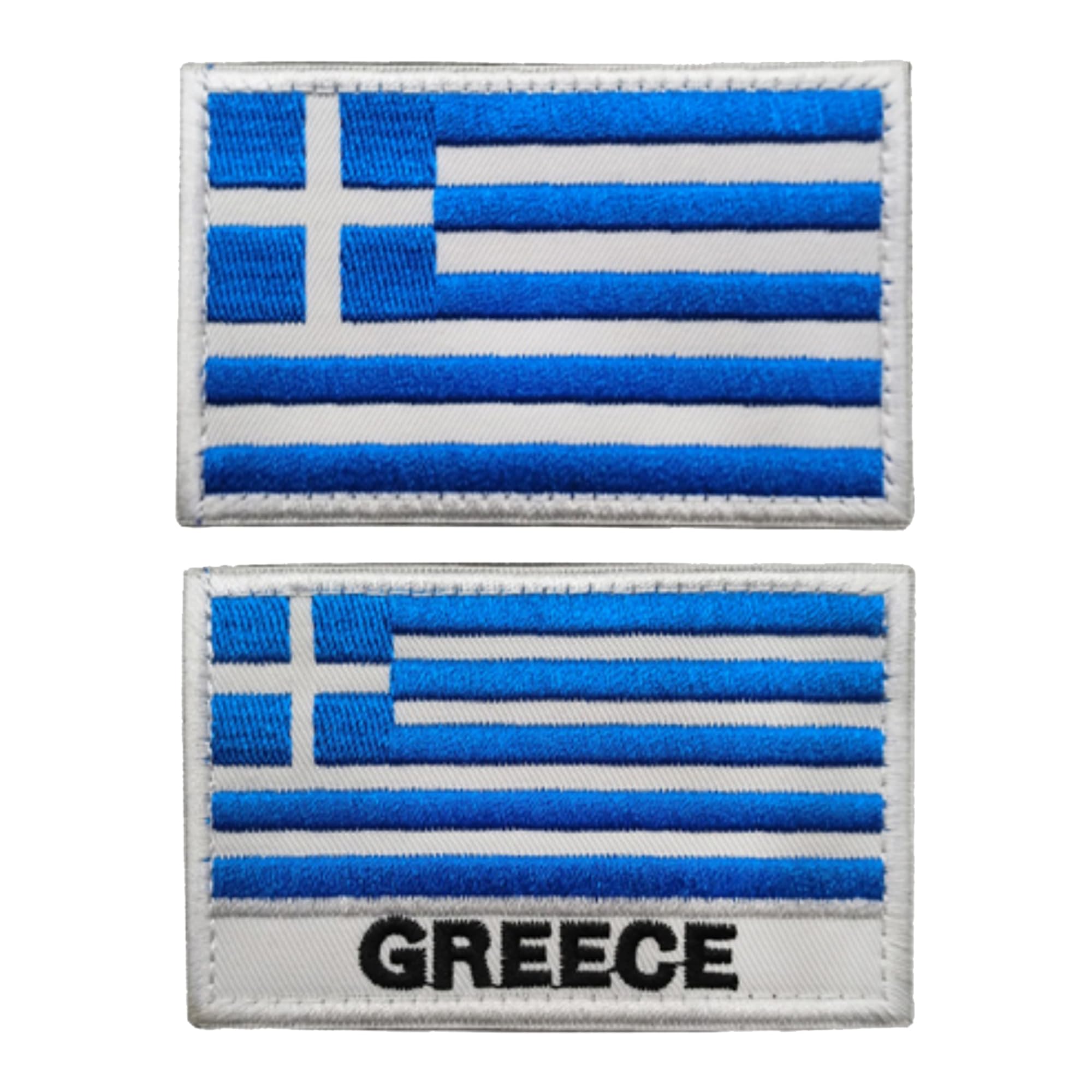 Greece Flag Embroidered Appliques Patches, Greek Flag Embroidery Patch Appliues,Tactical Morale Military Emblem Badges with Hook and Loop Backing for Backpacks, Clothes, Hats, 3.15 x 1.97 Inch, 2 Pack