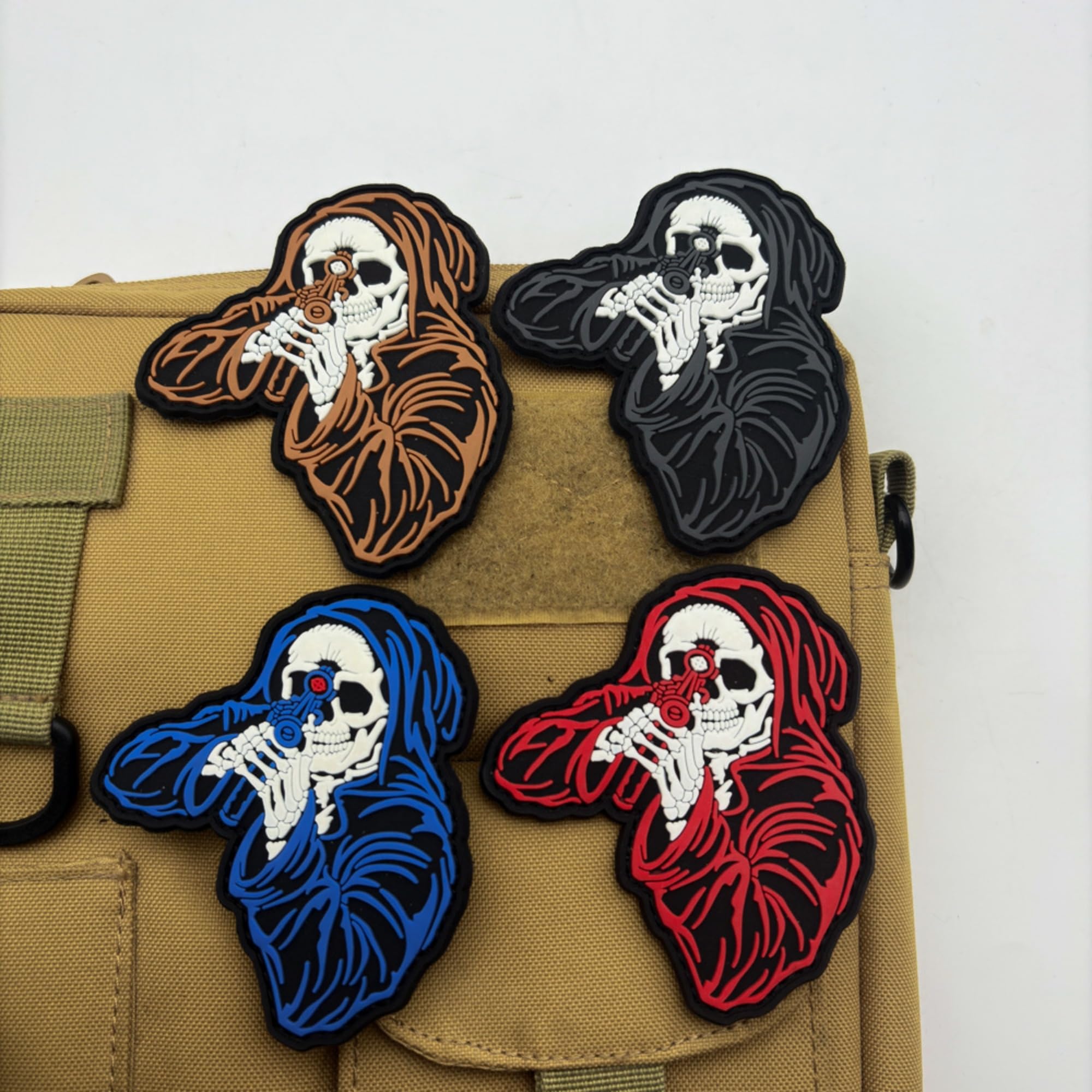 Grim Reaper Skull Telescope Tactical Morale PVC Patch, Glow-in-Dark, 3.15 x 3.54 inch, Hook and Loop Backing - Image 7