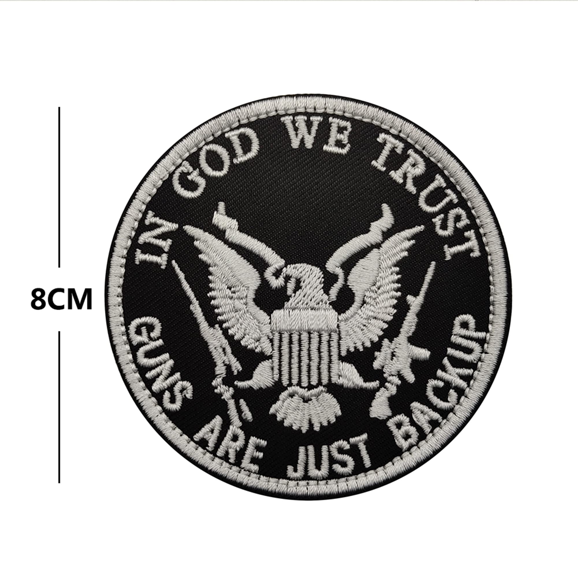 Guns are Just Backup Patch Appliques in God We Trust Embroidered Appliqué Patches, Tactical Armband Badges Emblem Attachment Hook Fastener Backing Sewing Repair - Image 3