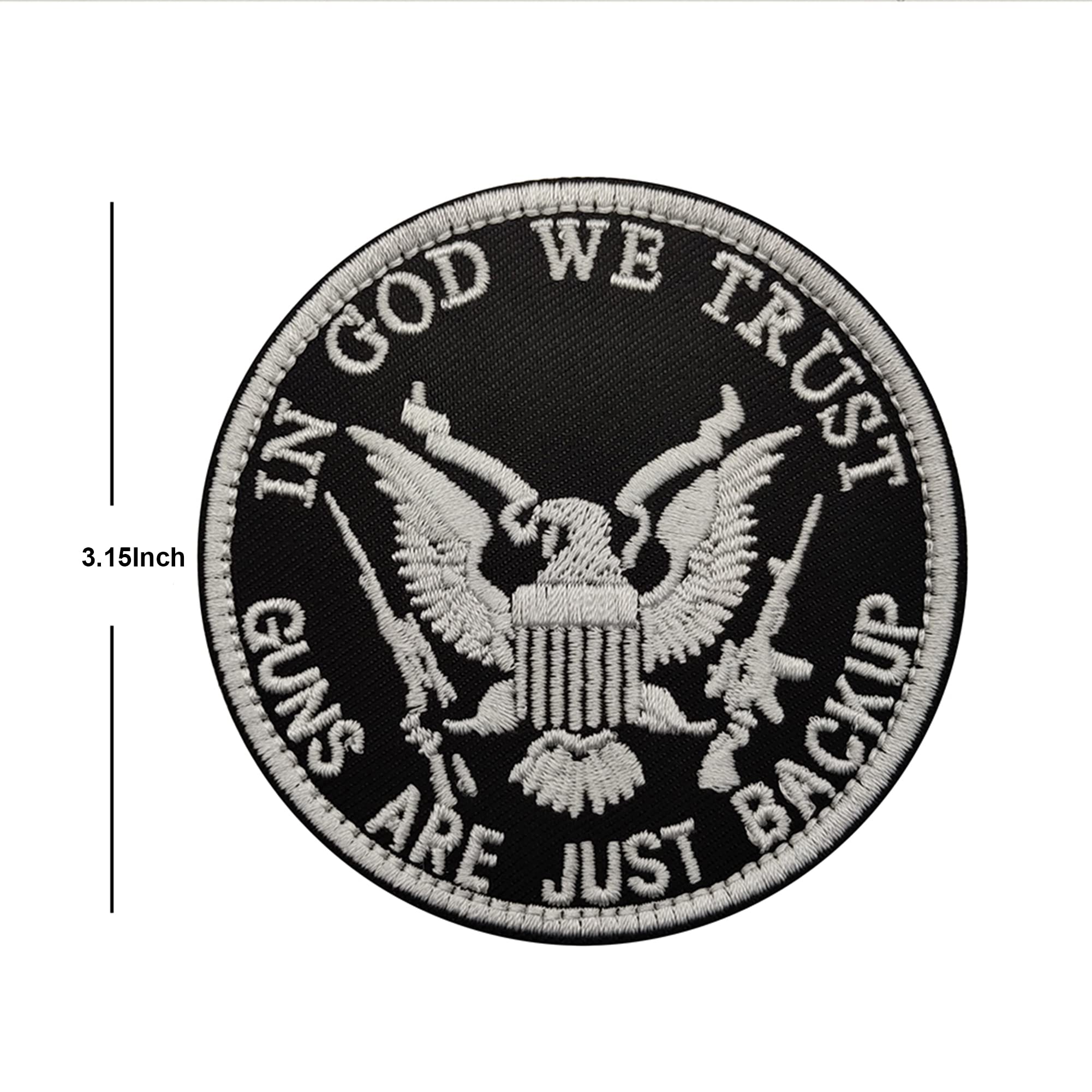 Guns are Just Backup Patch Appliques in God We Trust Embroidered Appliqué Patches, Tactical Armband Badges Emblem Attachment Hook Fastener Backing Sewing Repair - Image 4