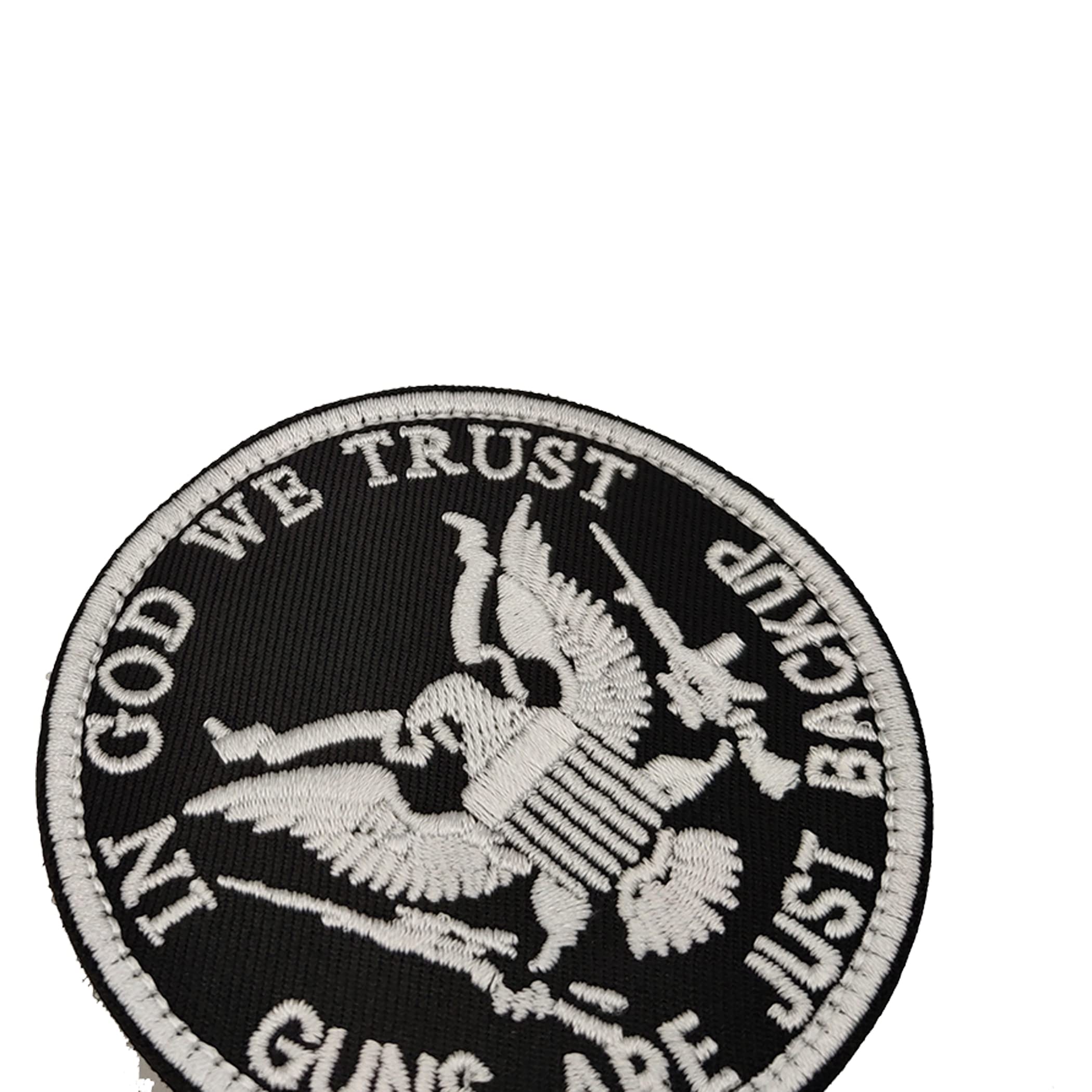 Guns are Just Backup Patch Appliques in God We Trust Embroidered Appliqué Patches, Tactical Armband Badges Emblem Attachment Hook Fastener Backing Sewing Repair - Image 5