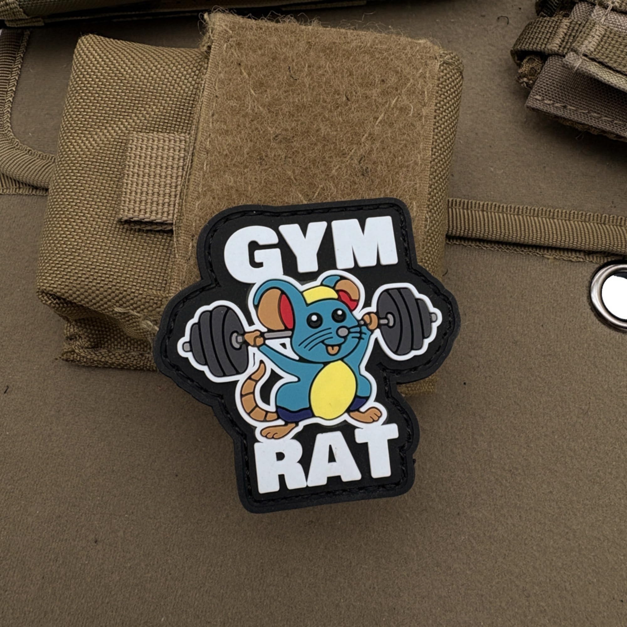 Gym Rat Weightlifting Mouse PVC Morale Patch, Noctilucent Design, Hook and Loop Backing, 2.36 Inch - Image 5
