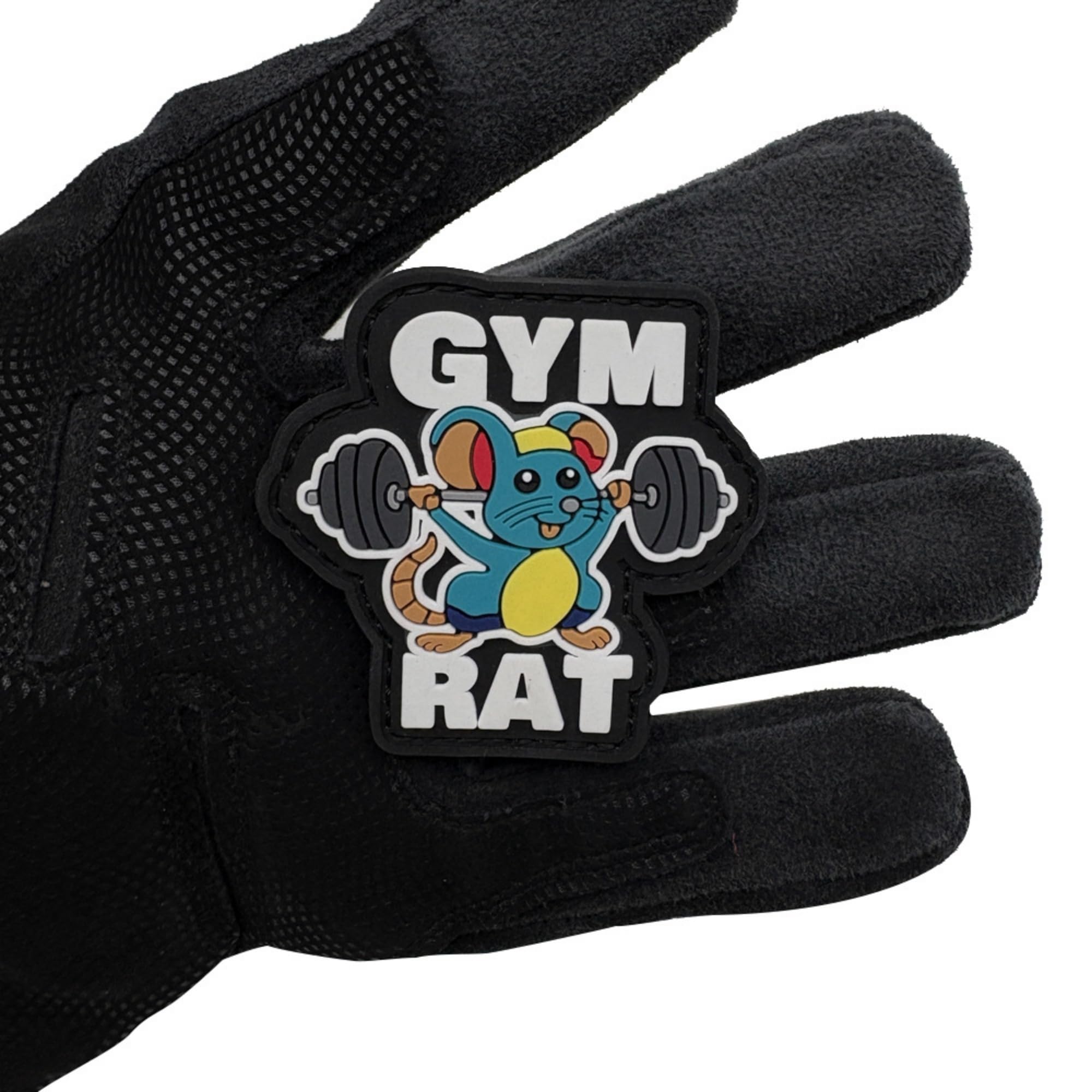 Gym Rat Weightlifting Mouse PVC Morale Patch, Noctilucent Design, Hook and Loop Backing, 2.36 Inch - Image 6