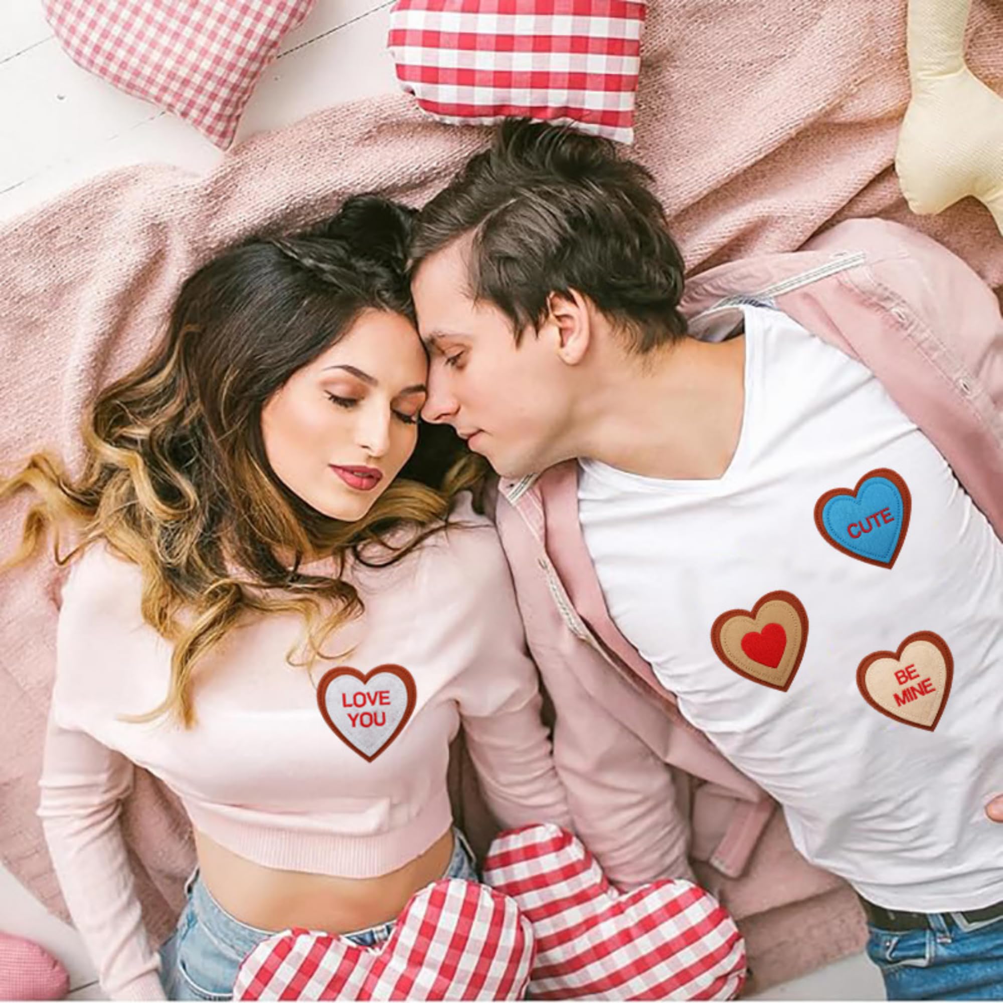Heart-Shaped Embroidered Patches, Sweet Conversation Hearts Design, Computer Embroidery, Iron-on Fabric Applique for Clothing Decoration, 7.9cm x 7.8cm, 12 Pack - Image 4