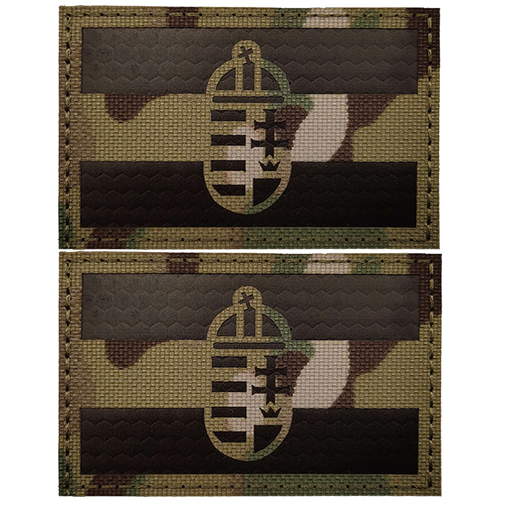 Hungary Flag IR Infrared Reflective Patches, Hungarian Flags Tactical Military Morale Badges Sew On Appliques Hook and Loop Fasteners Attach