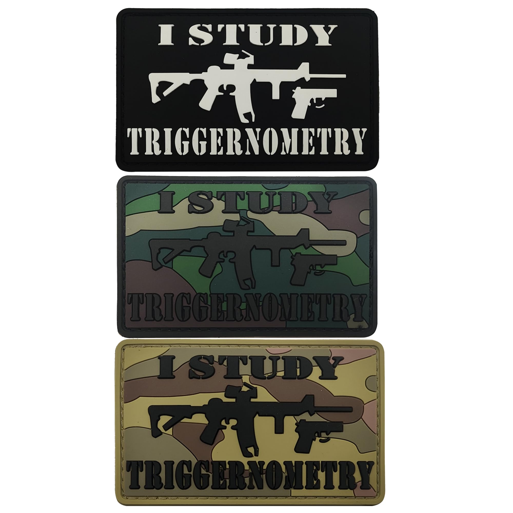 I Study Triggernometry PVC Patch Applique, Military Humor PVC Rubber Patches, Hook and Loop Fastener Backing Badges Sewing Appliques for Backpacks, Helmet, Tactical Gears