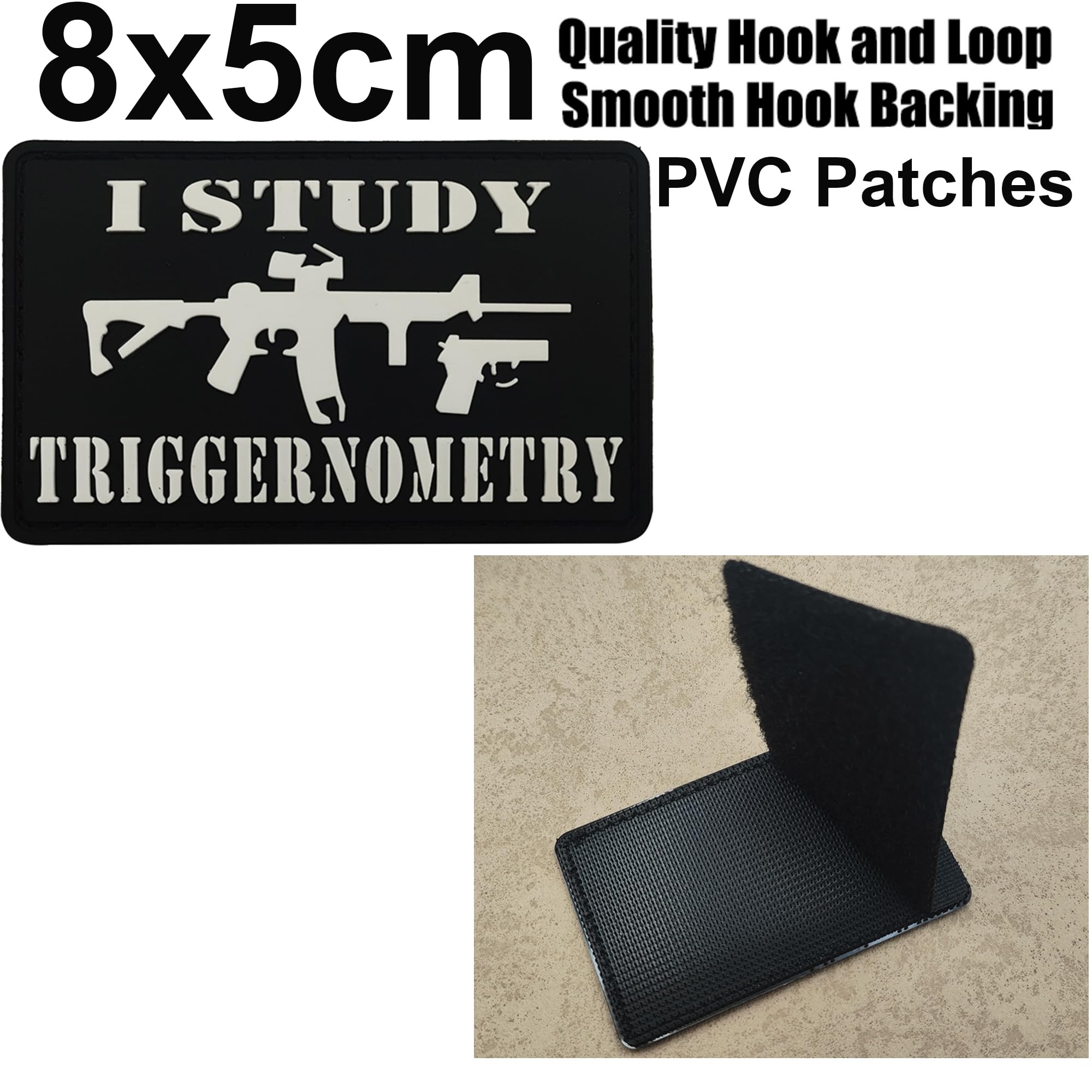 I Study Triggernometry PVC Patch Applique, Military Humor PVC Rubber Patches, Hook and Loop Fastener Backing Badges Sewing Appliques for Backpacks, Helmet, Tactical Gears - Image 2