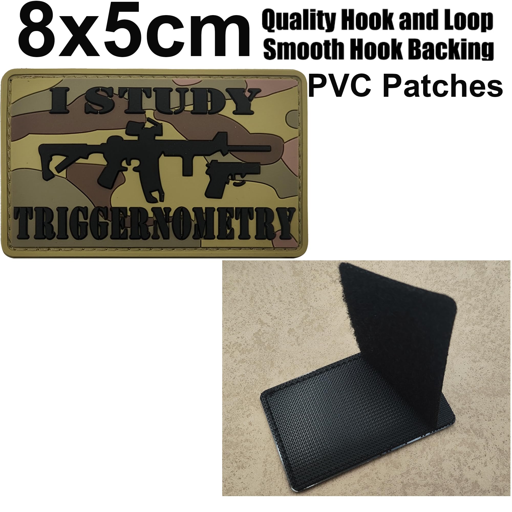 I Study Triggernometry PVC Patch Applique, Military Humor PVC Rubber Patches, Hook and Loop Fastener Backing Badges Sewing Appliques for Backpacks, Helmet, Tactical Gears - Image 4