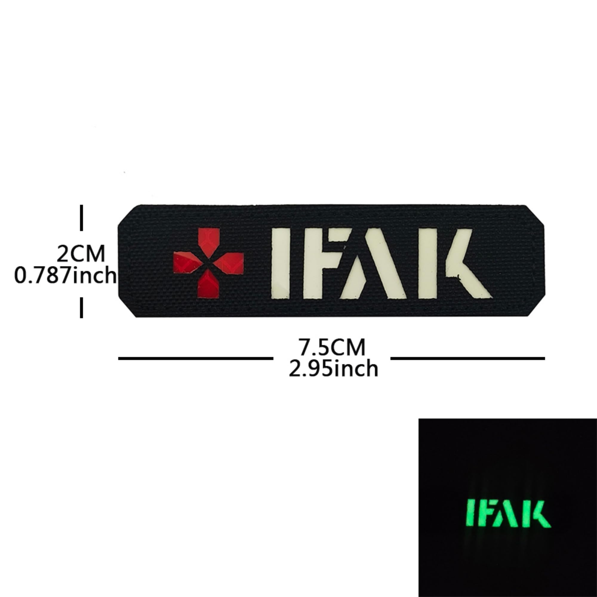 IFAK Medical Rescue Patch, Glow-in-Dark Reflective, Hook and Loop Backing, 2.95 x 0.78 inches - Image 2