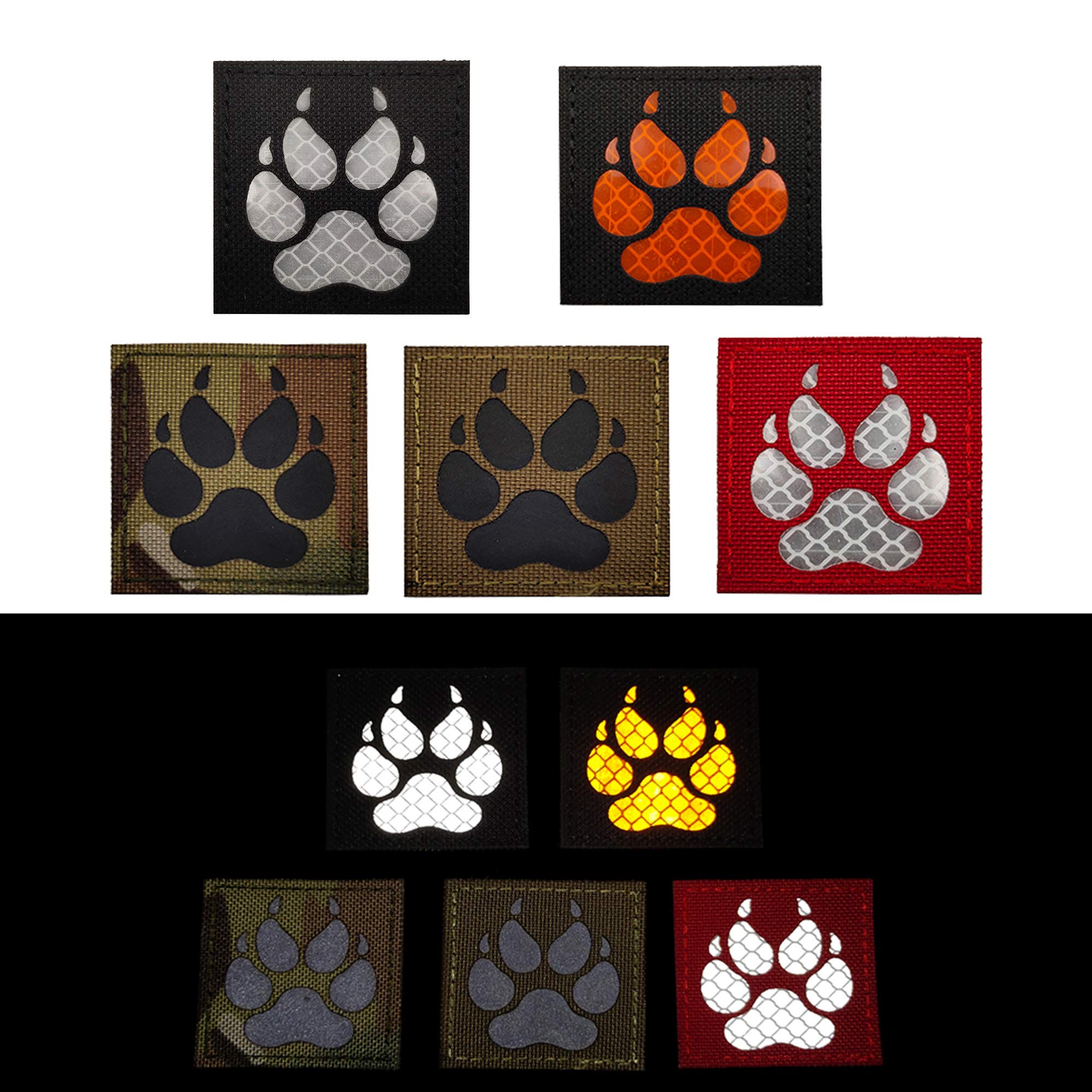 Infrared IR K9 Dog Handler Paw Tactical Reflective Patches Morale Badges with Hook and Loop Fastener Backing for Military Service Dogs Training Harness K9 Handlers Collar Backpack - Image 6