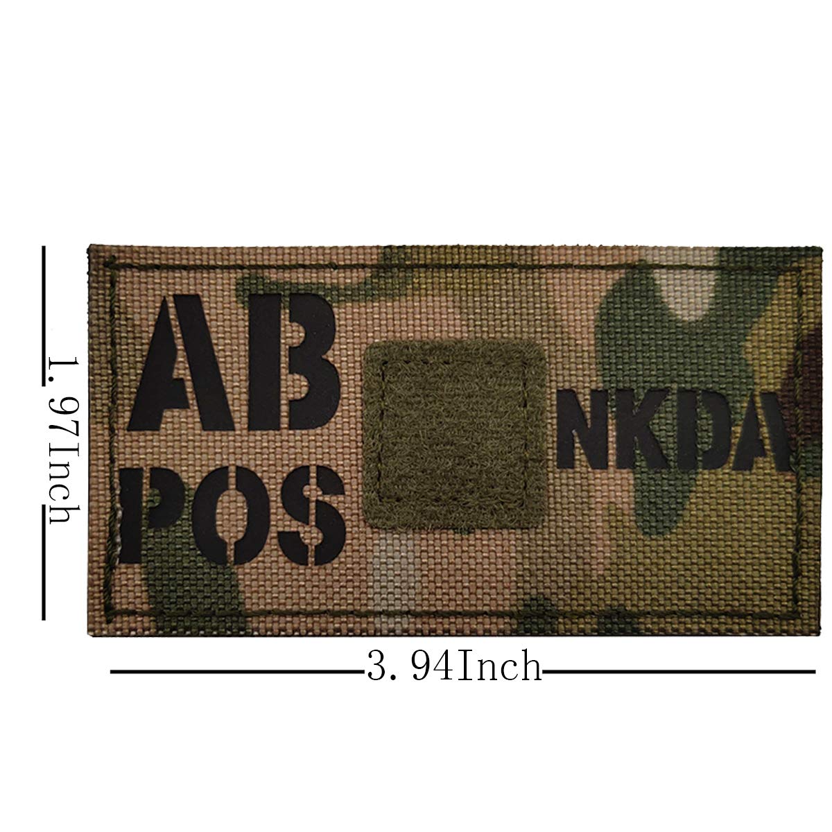 Infrared Reflective Blood Type Patch, AB POS AB+ Positive NKDA Patches - Hook and Loop Fastener Backing - 3.94 x 1.97 Inch - No Known Drug Allergies - Image 2