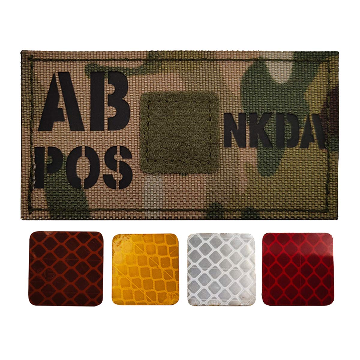 Infrared Reflective Blood Type Patch, AB POS AB+ Positive NKDA Patches - Hook and Loop Fastener Backing - 3.94 x 1.97 Inch - No Known Drug Allergies - Image 3