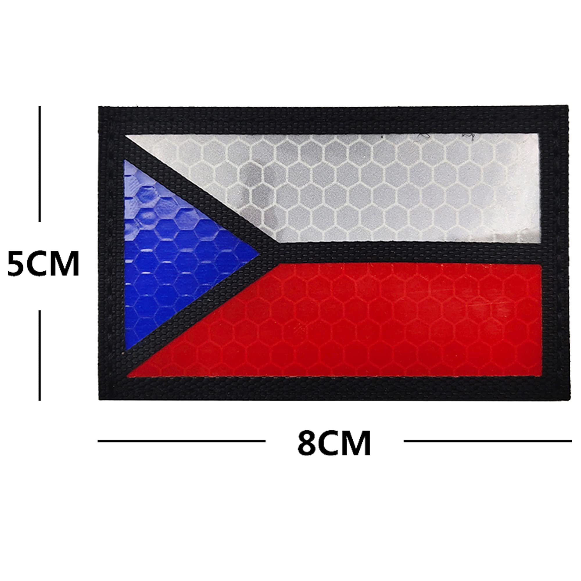 Infrared Reflective Czech Republic Flag Patches, International Country Flag Badges Decorative Appliques Tactical Emblem Military Fastener Hook and Loop Backing Armband Sticker Gift - Image 4