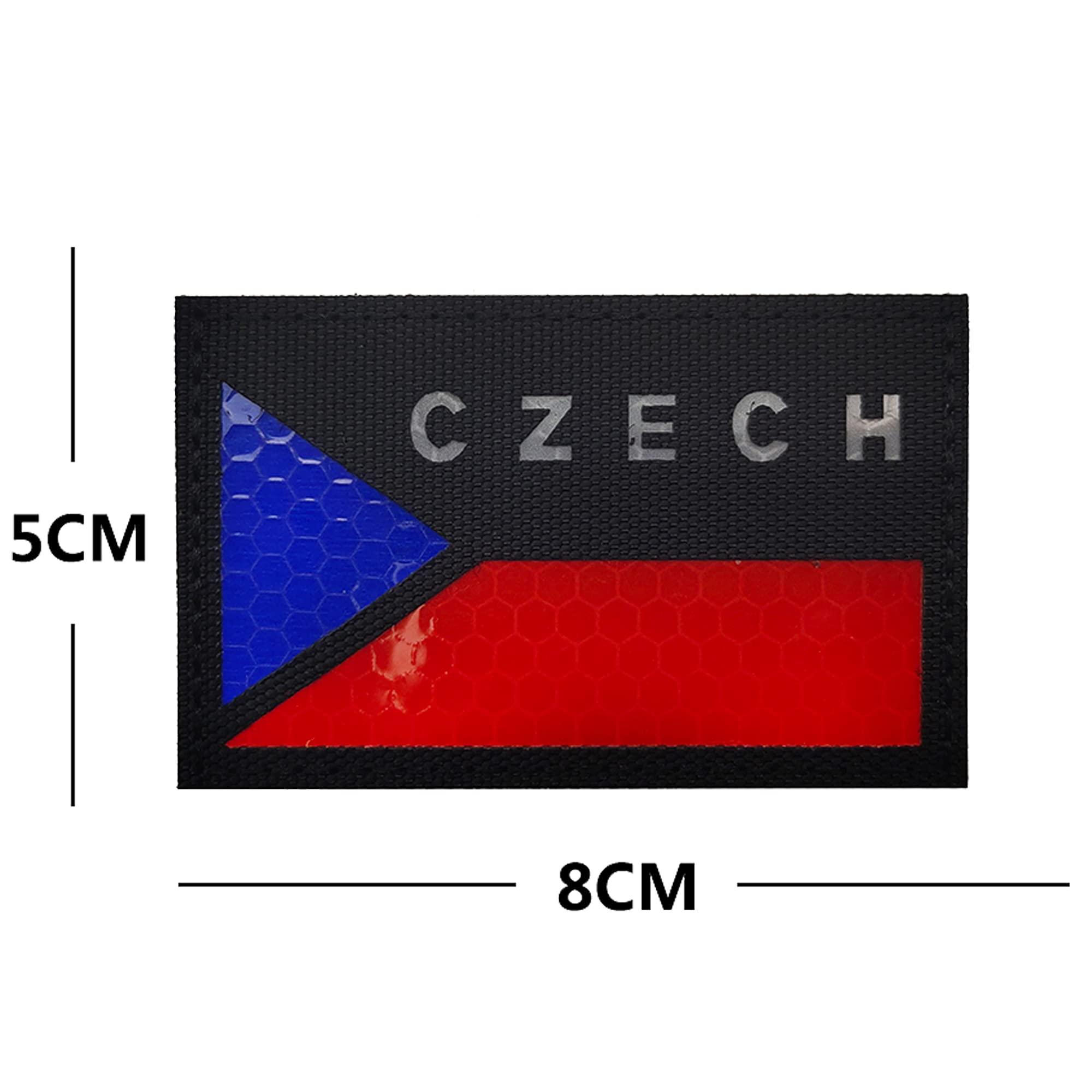 Infrared Reflective Czech Republic Flag Patches, International Country Flag Badges Decorative Appliques Tactical Emblem Military Fastener Hook and Loop Backing Armband Sticker Gift - Image 6