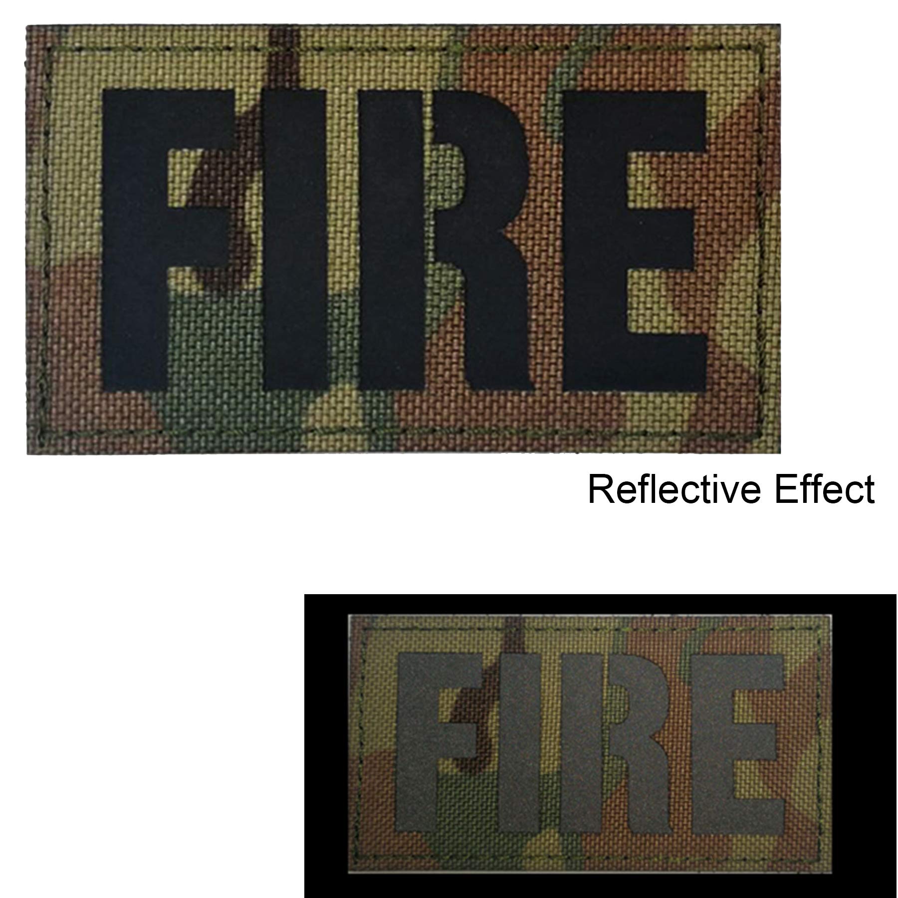 Infrared Reflective Fire Patch, IR Military Tactical Morale Armband Badges Sticker Gift Emblem Appliques with Hook and Loop Fastener Attach Sew on Patches, 2 Pieces, 3.54 x 1.97 Inch - Image 2