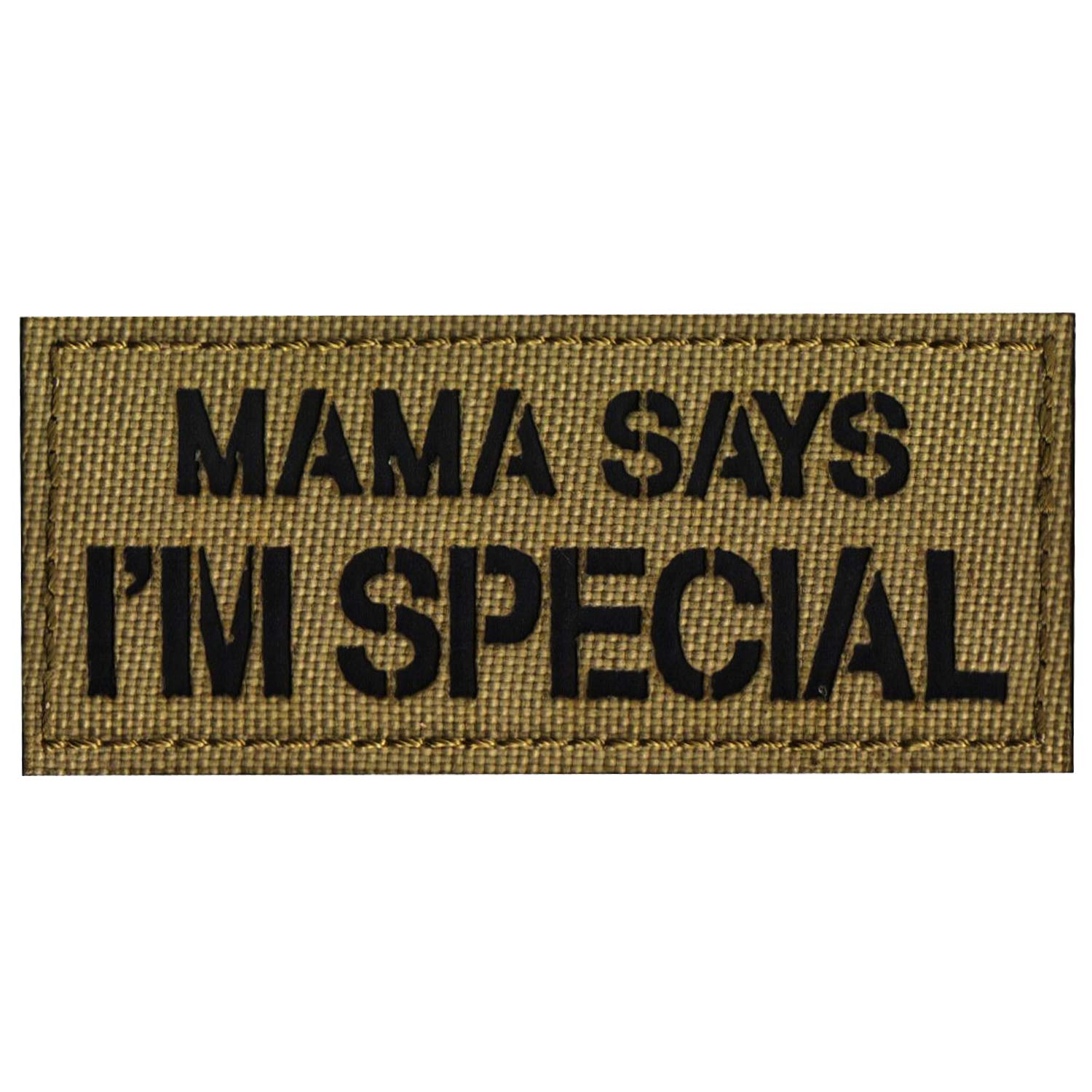Infrared Reflective Patch - Mama Says I'm Special 3D Tactical Military Badges Embroidered Patches with Loop and Hook Back 3.54 x 1.97 inch 2Pieces (Coyote tan) - Image 8