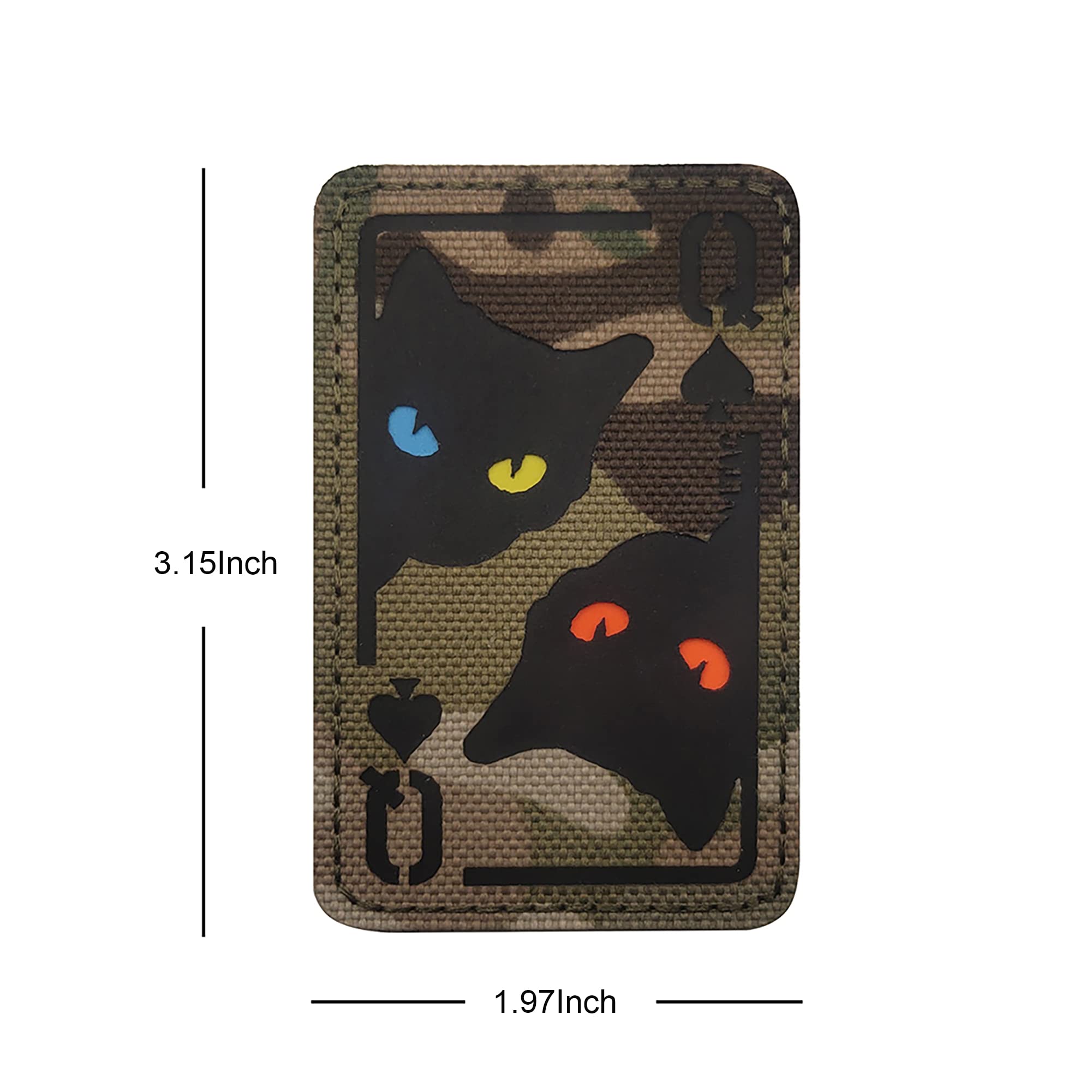 Infrared Reflective Queen of Spades Patches, Glowing in Dark Patch Luminous Cat Eyes Sewing Appliqque Tactical Military Emblem Badges - Image 4