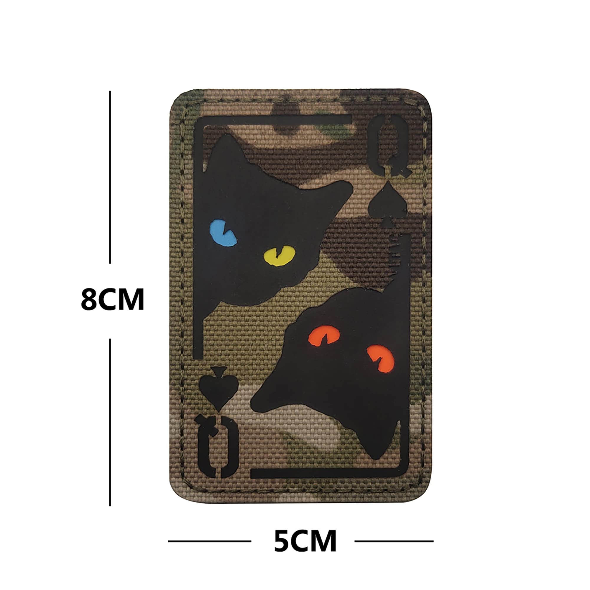 Infrared Reflective Queen of Spades Patches, Glowing in Dark Patch Luminous Cat Eyes Sewing Appliqque Tactical Military Emblem Badges - Image 5