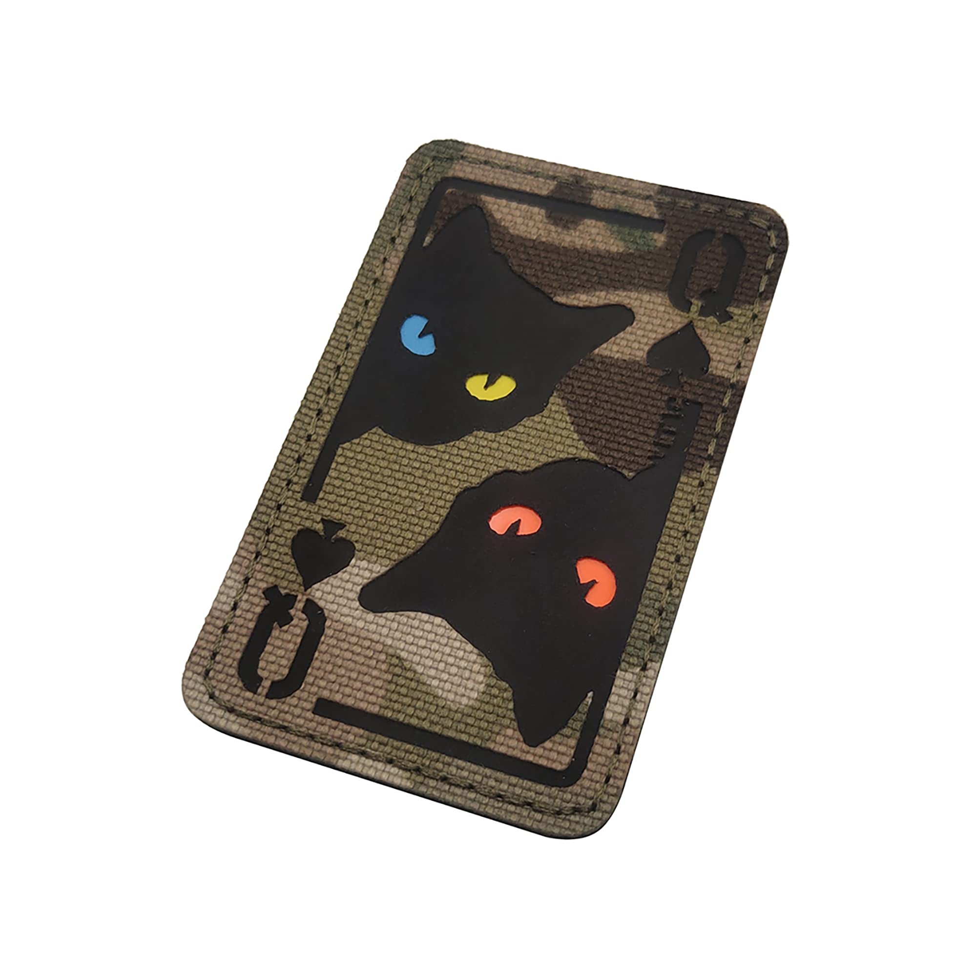 Infrared Reflective Queen of Spades Patches, Glowing in Dark Patch Luminous Cat Eyes Sewing Appliqque Tactical Military Emblem Badges - Image 7