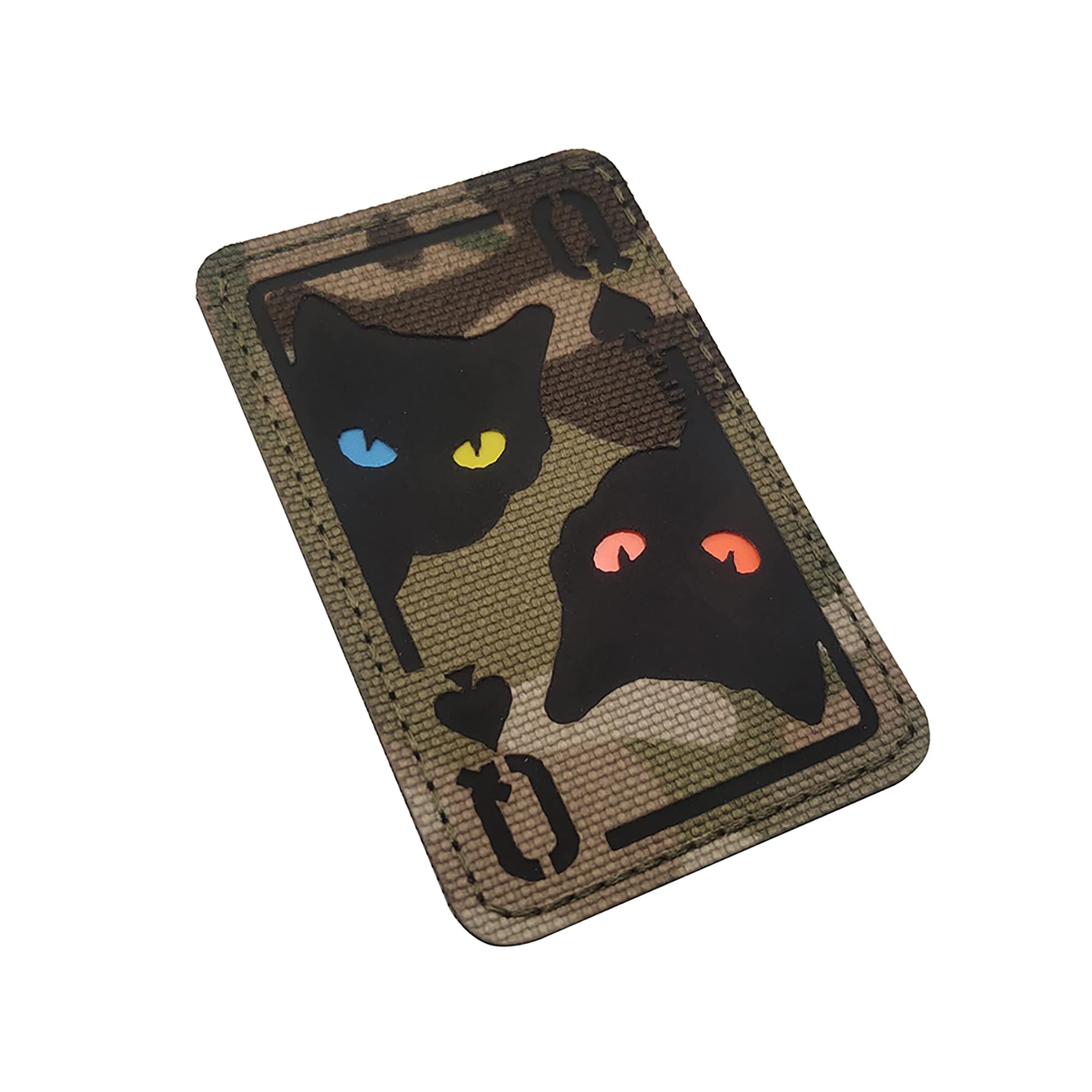 Infrared Reflective Queen of Spades Patches, Glowing in Dark Patch Luminous Cat Eyes Sewing Appliqque Tactical Military Emblem Badges - Image 8