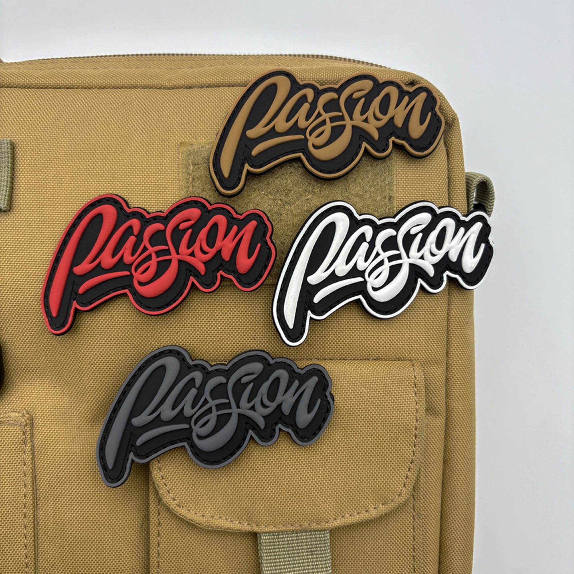 Inspirational PVC Morale Patches, Passion Original Artist Script Embossed Rubber Badges, Hook Backing Tactical Patches, 1.77 x 3.94 Inch - Image 6