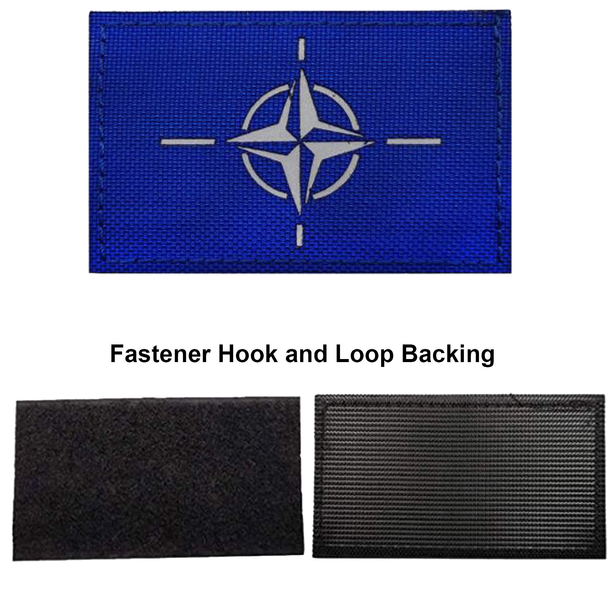 IR Infrared Reflective NATO Flag Patches, North Atlantic Treaty Organization Tactical Emblem Military Morale Fastener Hook and Loop Backing Armband Sticker Gift Badges Decorative Appliques - Image 3