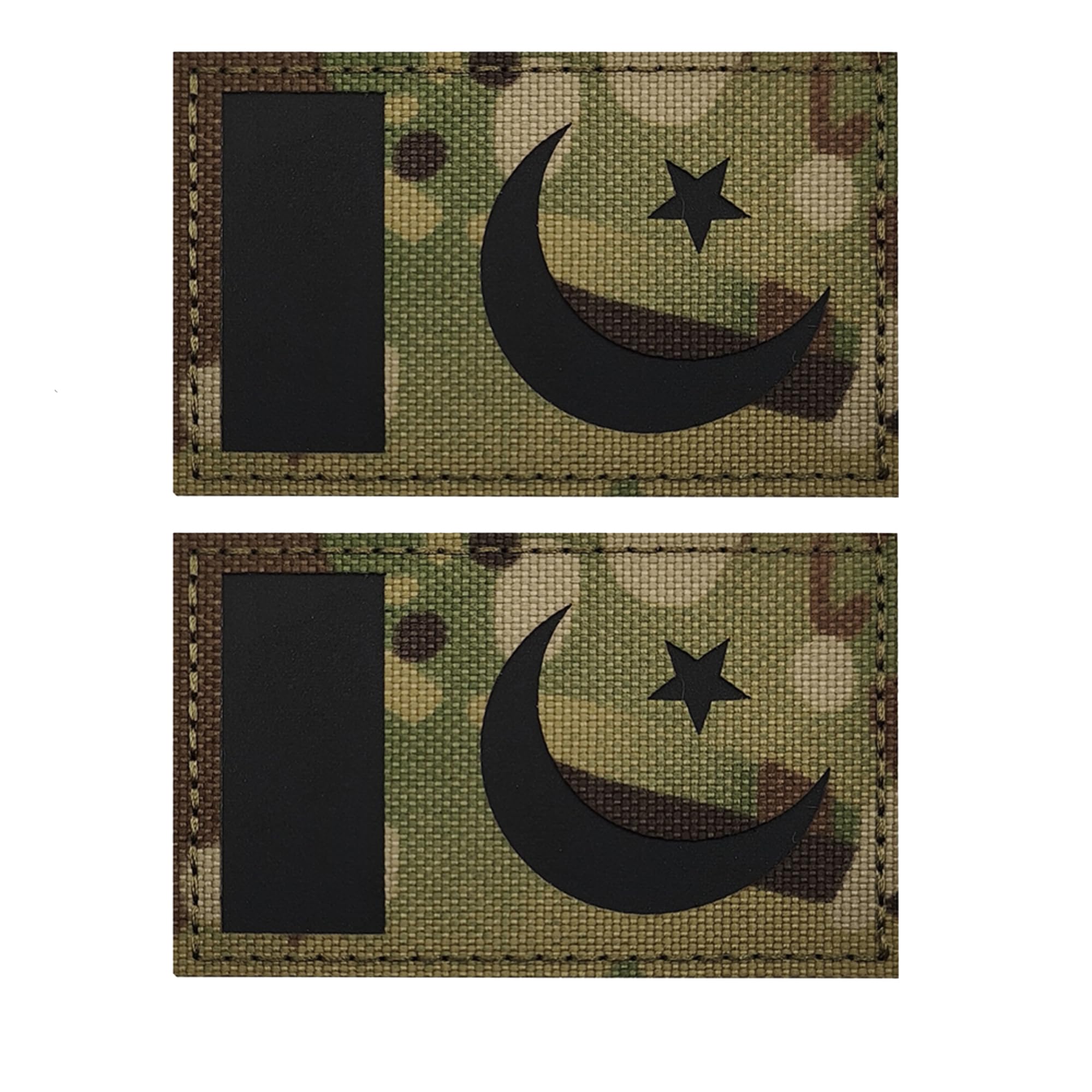 IR Infrared Reflective Pakistan Flag Laser Cut Patches Appliues, Tactical Morale Military Badges for Backpacks, Clothes, Hats, 3.15 x 1.97 Inch, 2 Pack