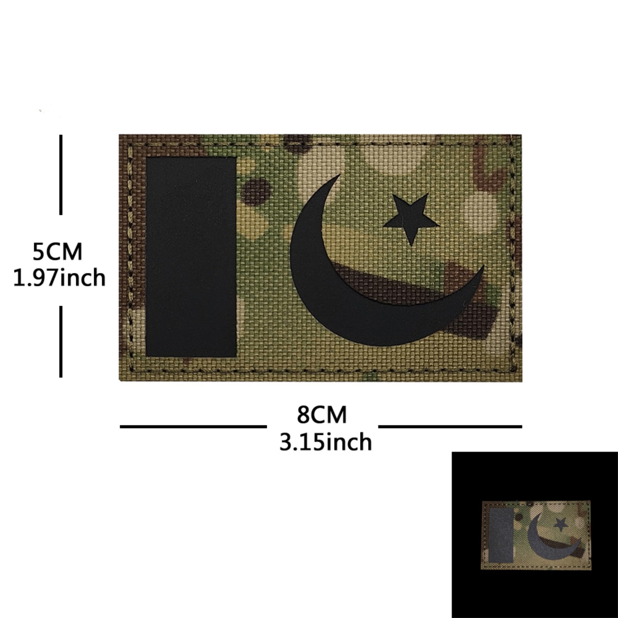 IR Infrared Reflective Pakistan Flag Laser Cut Patches Appliues, Tactical Morale Military Badges for Backpacks, Clothes, Hats, 3.15 x 1.97 Inch, 2 Pack - Image 3