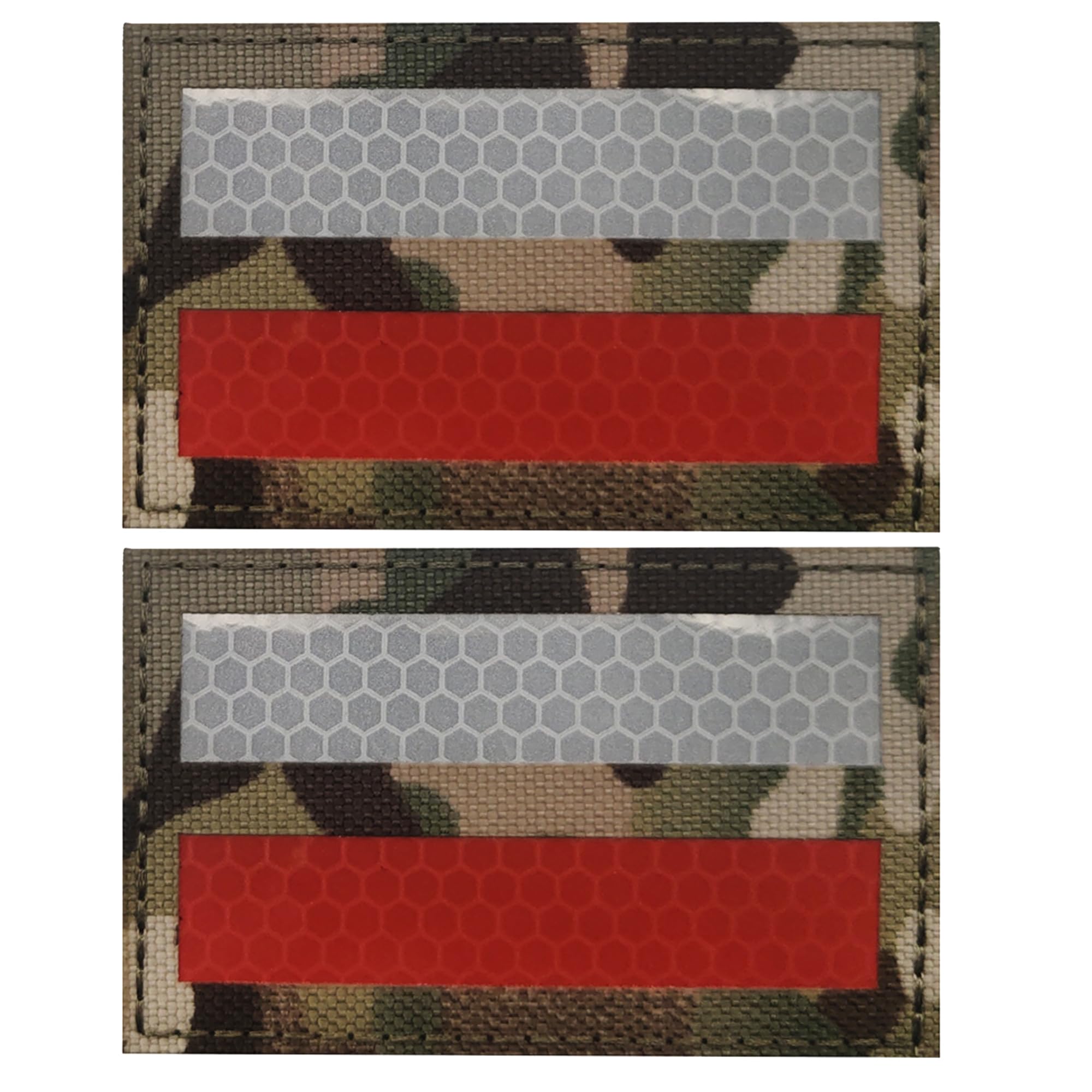 IR Infrared Reflective Poland Flag Patches, Polish Flags Laser Cut Patch Appliues, Tactical Morale Military Emblem Badges, Hook and Loop Backing for Backpacks, Clothes, Hats, 3.15 x 1.97 Inch, 2 Pack