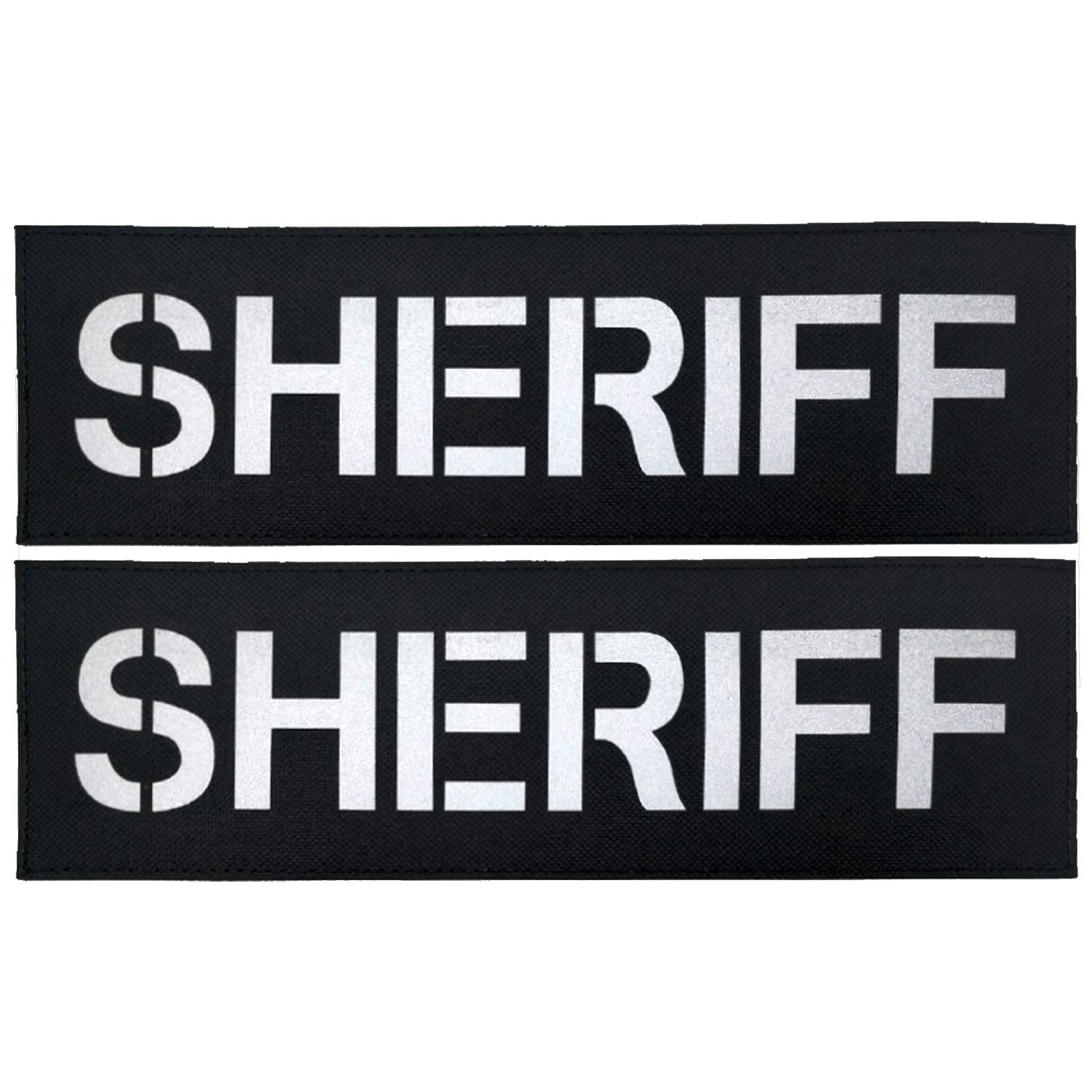 IR Infrared Reflective Sheriff Patches Appliques, Tactical Military Morale Badges, Hook and Loop Fastener Backing Patch for Vests Jackets Clothing Bags Backpacks Plate Carriers, 3.94 x 1.57Inch