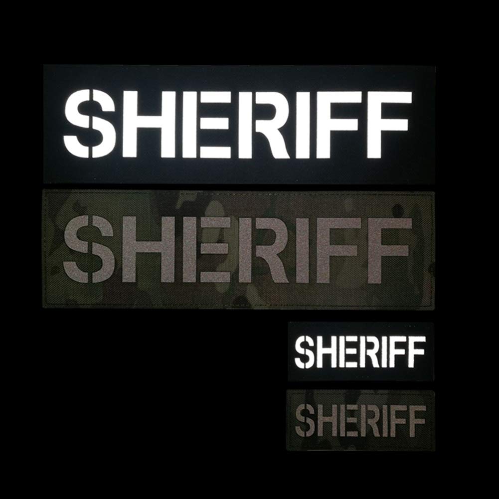 IR Infrared Reflective Sheriff Patches Appliques, Tactical Military Morale Badges, Hook and Loop Fastener Backing Patch for Vests Jackets Clothing Bags Backpacks Plate Carriers, 3.94 x 1.57Inch - Image 6