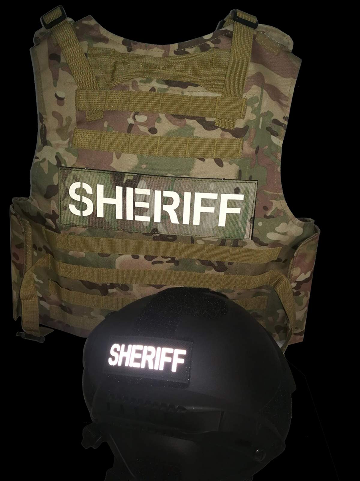IR Infrared Reflective Sheriff Patches Appliques, Tactical Military Morale Badges, Hook and Loop Fastener Backing Patch for Vests Jackets Clothing Bags Backpacks Plate Carriers, 3.94 x 1.57Inch - Image 7