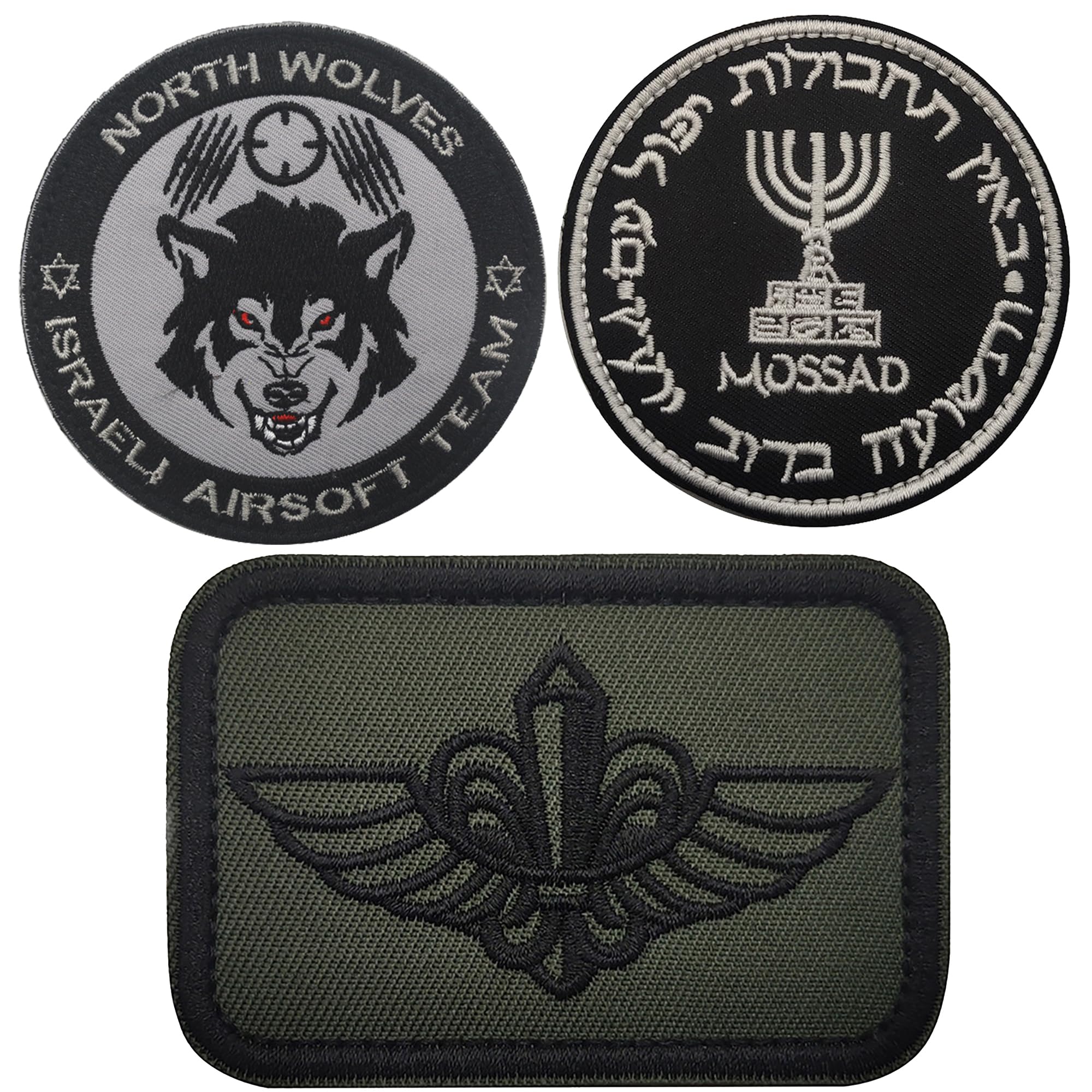 Israel Israeli Counterterrorism Mossad North Wolves Airsoft Team Embroidered Applique Patches Military Morale Emblem Armband Badges Embroidery Appliqué Patch