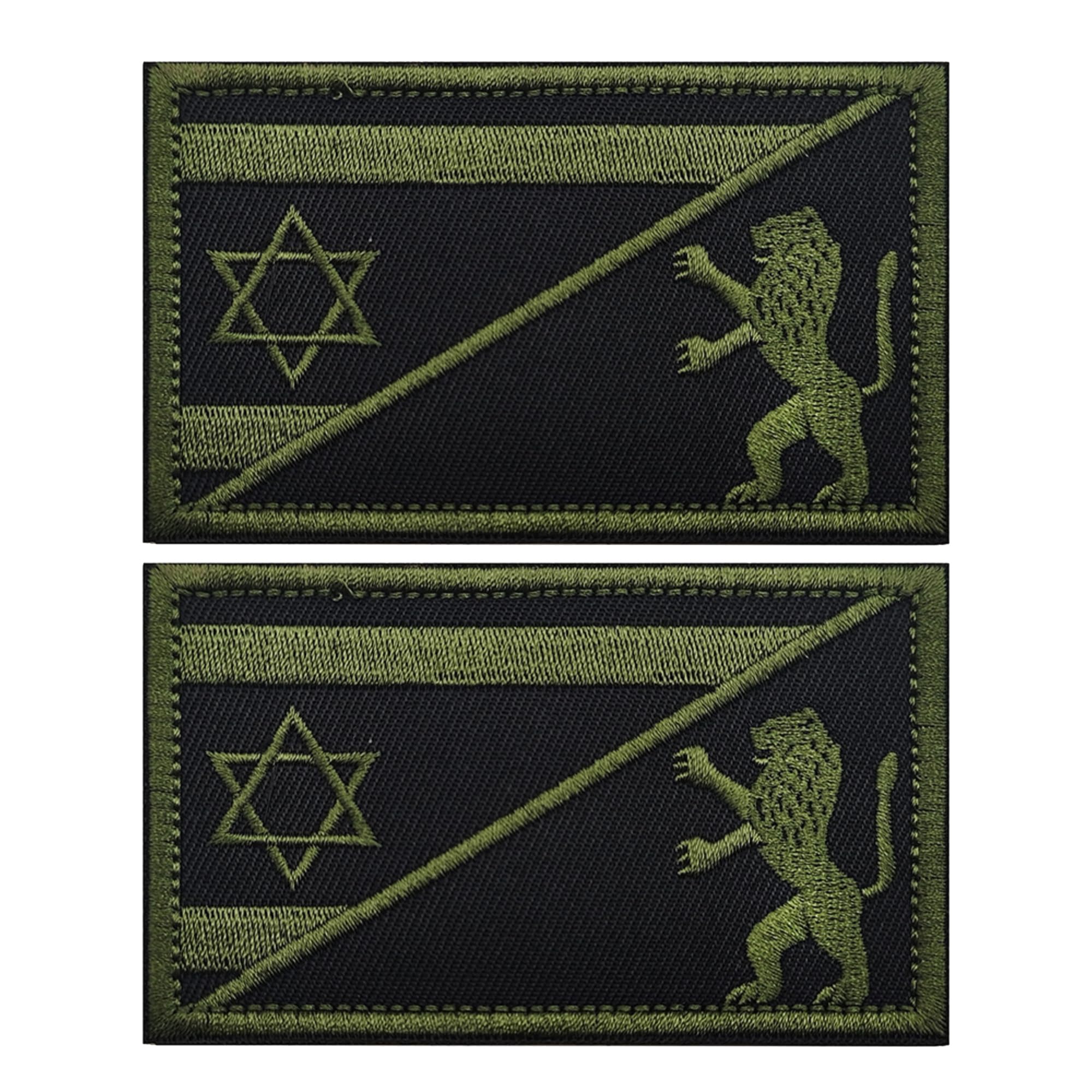 Israeli Star of David Lion Embroidered Patches Appliques, Tactical Combat Armband Badges with Hook and Loop Fastener Backing,3.15 x 1.97Inch,2-Pack