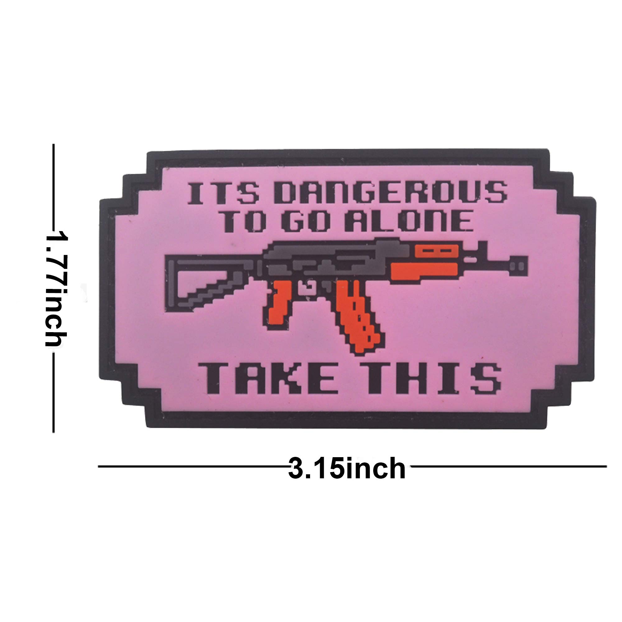 It's Dangerous to Go Alone Patch 3D Tactical Military PVC Rubber Patches with Hook and Loop Backing Badges 2PCS (Pink) - Image 2