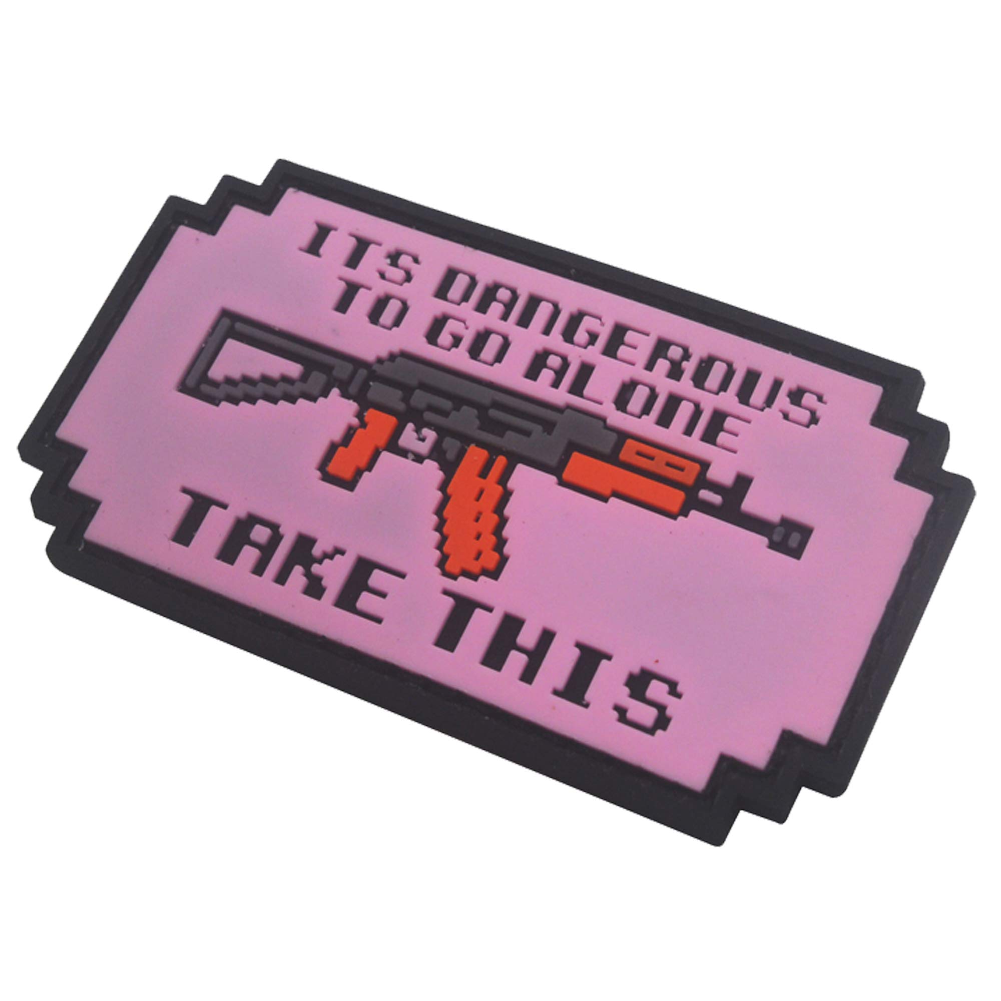 It's Dangerous to Go Alone Patch 3D Tactical Military PVC Rubber Patches with Hook and Loop Backing Badges 2PCS (Pink) - Image 3